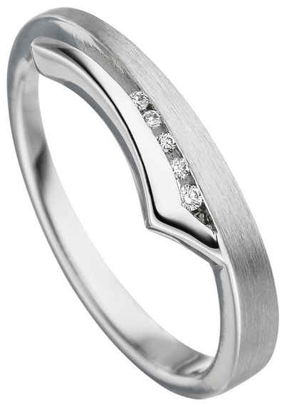 JOBO Fingerring Ring mit 5 Diamanten, 585 Weißgold