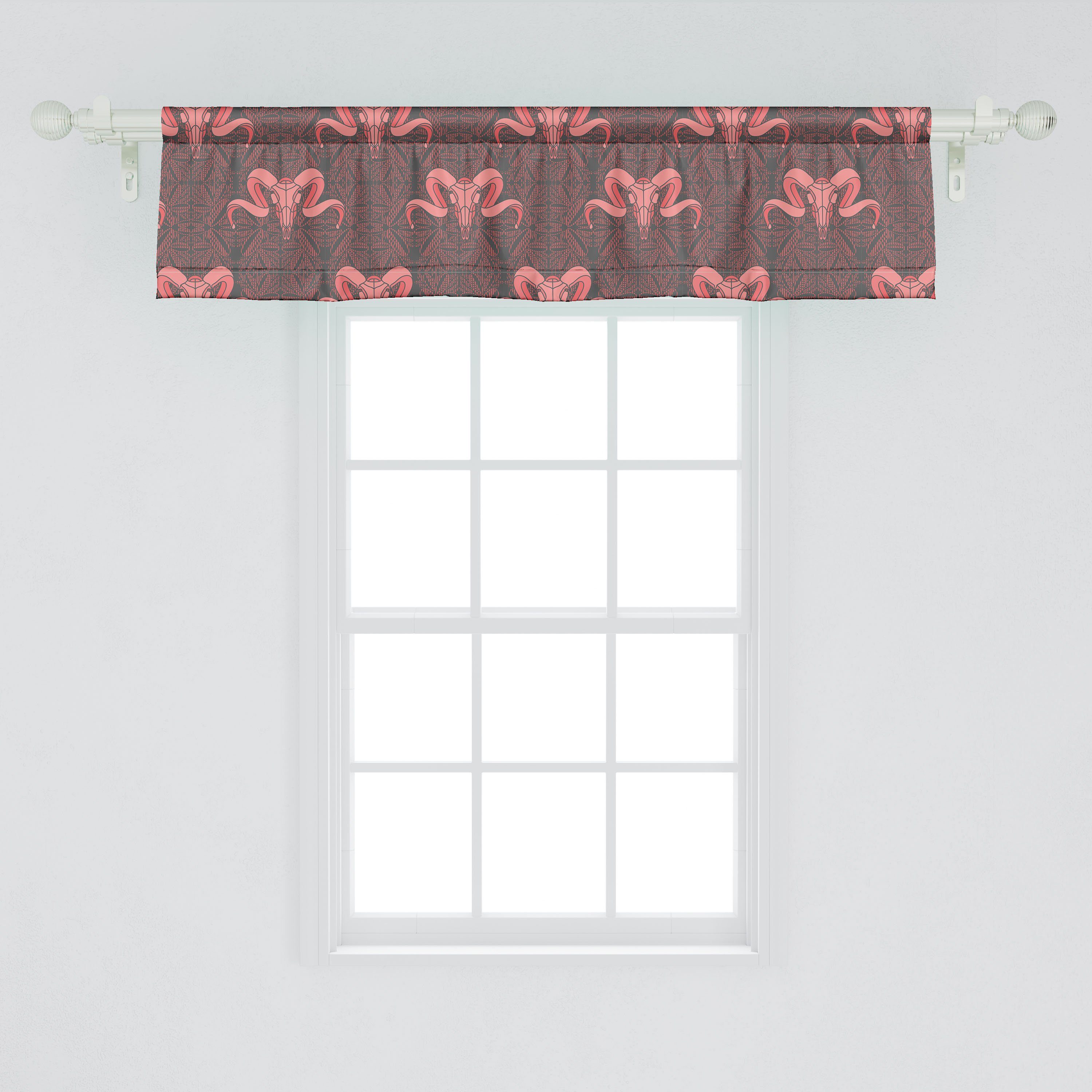Scheibengardine Vorhang Volant für Stangentasche, Dekor Tierisches Kunst Microfaser, Küche Abakuhaus, Schlafzimmer Skelett-Köpfe mit
