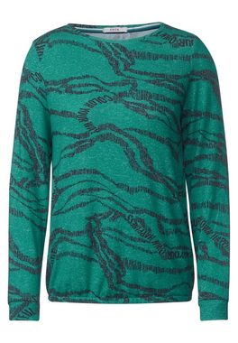Cecil Langarmshirt Cecil Shirt mit Allover Print in Smaragd Green Mel (1-tlg) Nicht Vorhanden