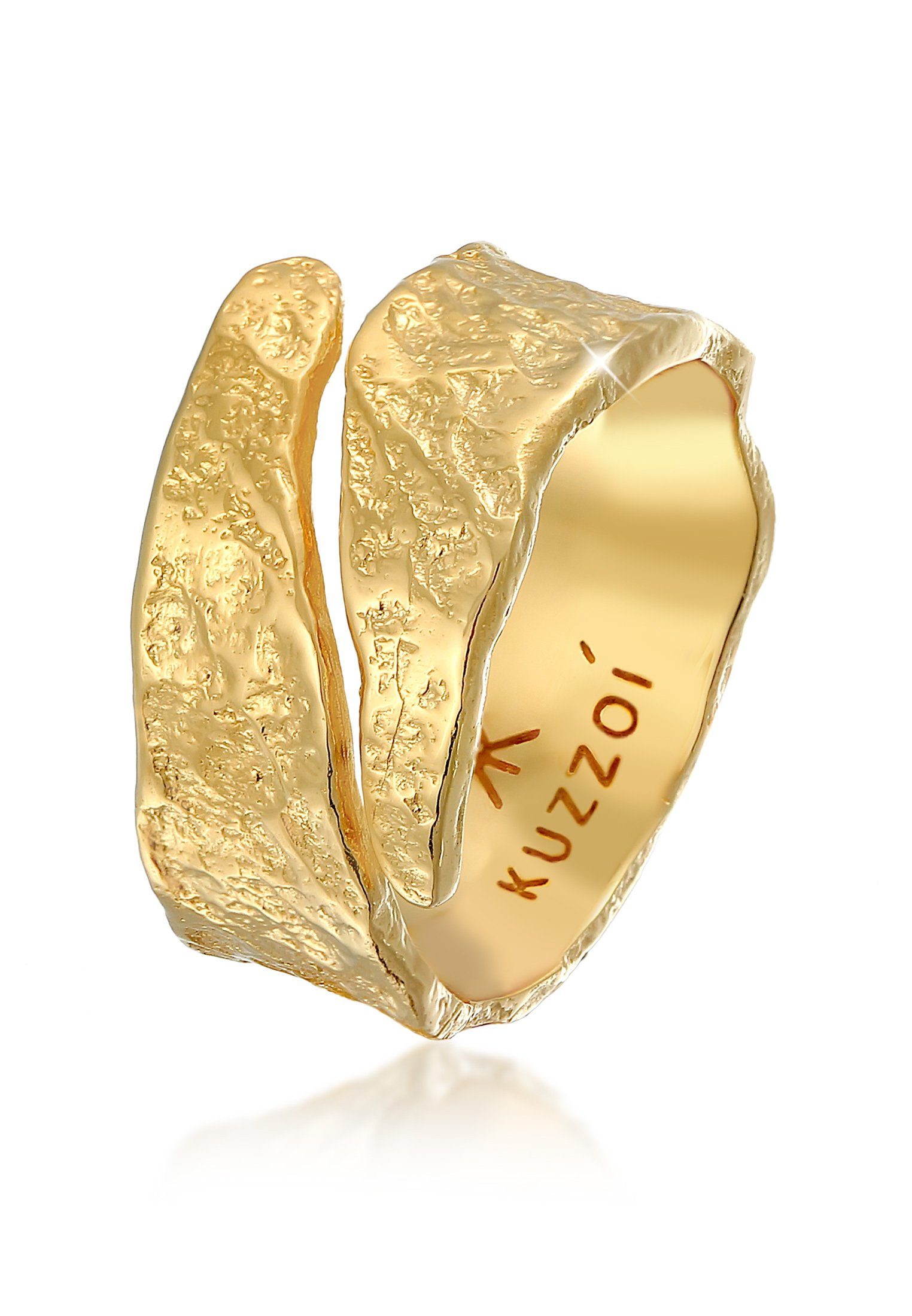 Kuzzoi Silberring Bandring 925 Gold Used Silber Struktur Look