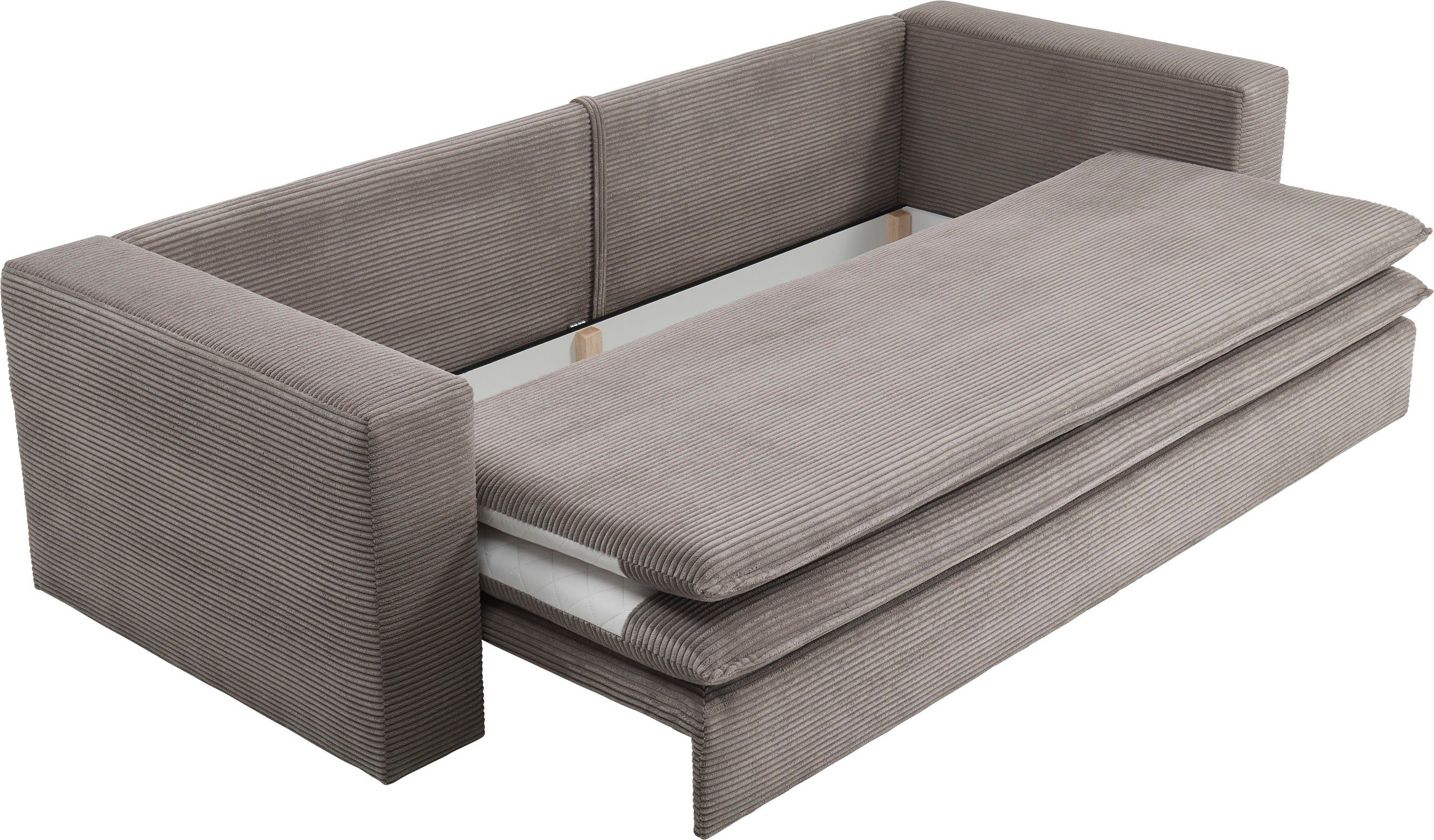 Loveseat-Hocker PIAGGE, (2-tlg), Sitzgruppe im Set Bettfunktion 3-Sitzer-Sofa of Hellbraun Style mit Places und
