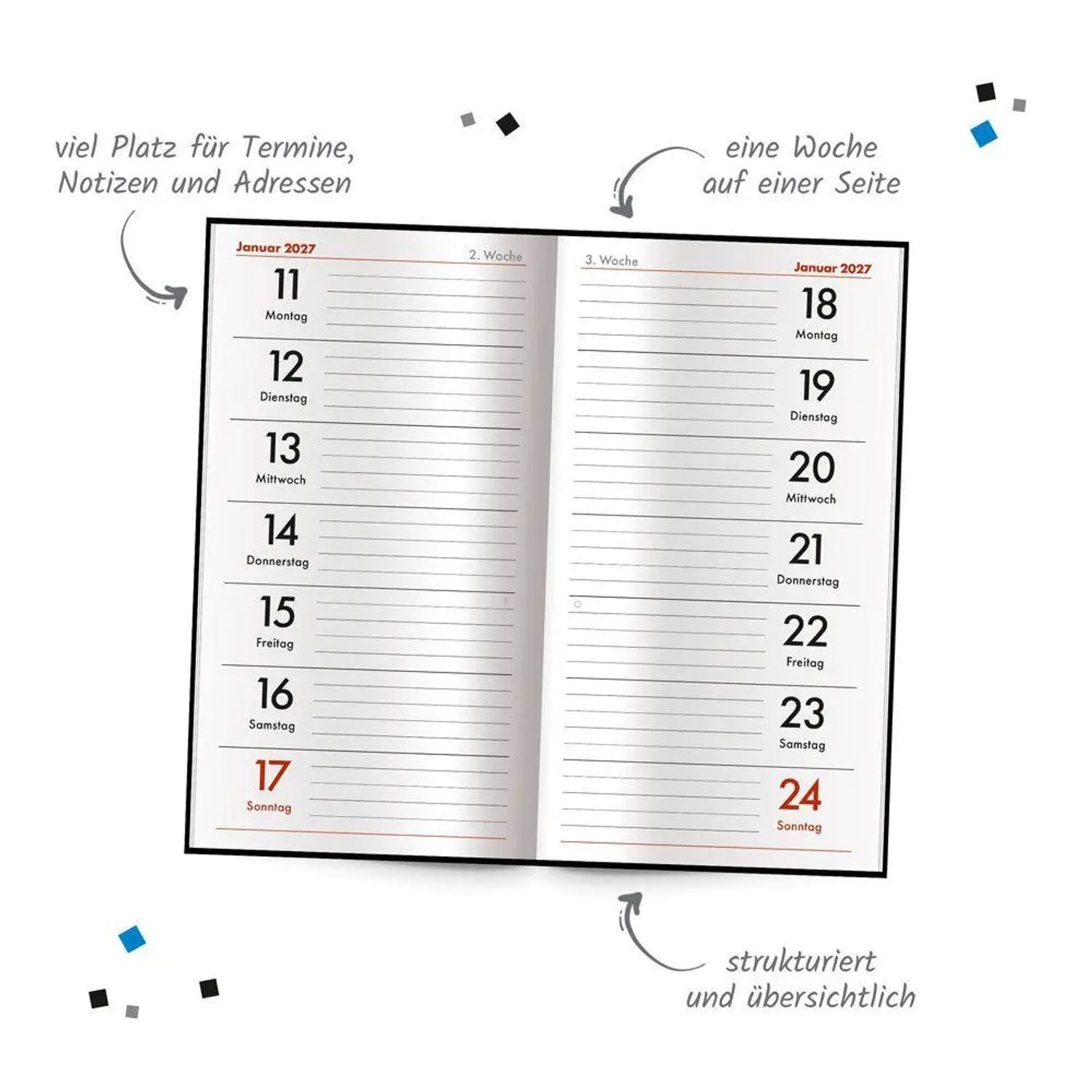 Trötsch Verlag Taschenkalender TRÖTSCH - Taschenterminer schwarz 2027
