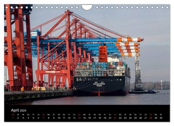 CALVENDO Wandkalender Hafen Hamburg (Wandkalender 2024 DIN A4 quer), CALVENDO Monatskalender