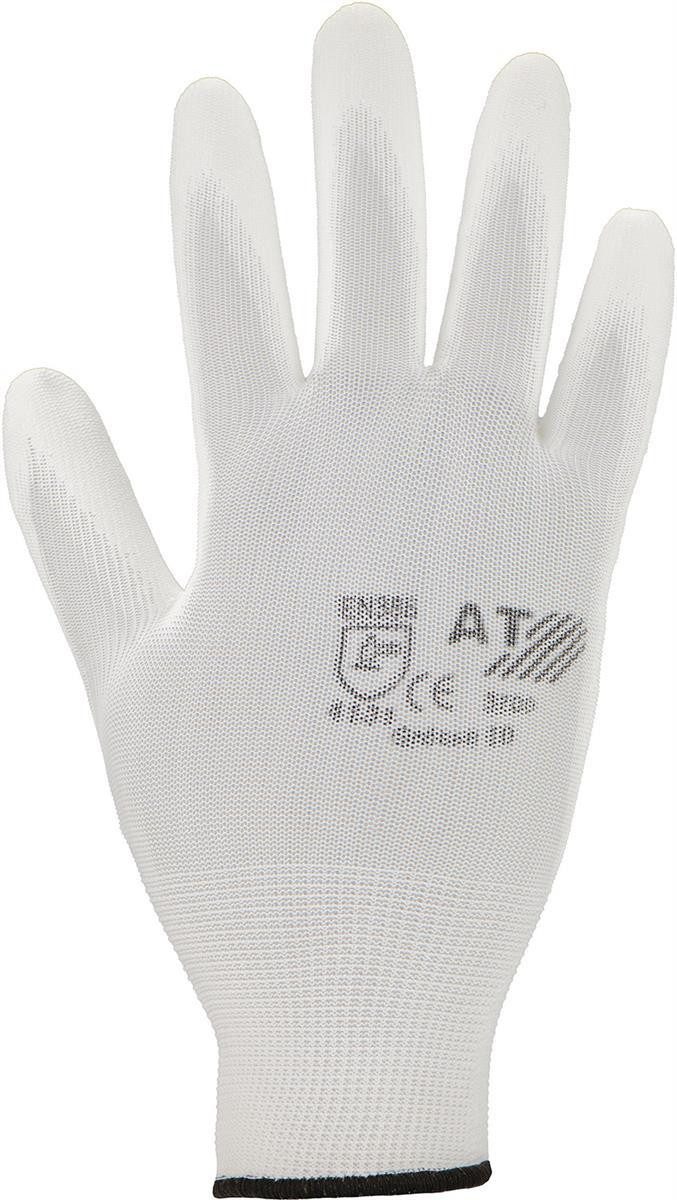 Arbeitshandschuhe Feinstrick Arbeitshandschuhe PU-beschichtet weiß Gr. 10