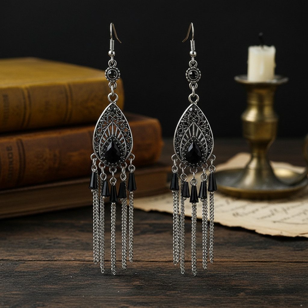 The Beauty House Ohrring-Set Vintage Boho Damen Ohrringe – Ethno Schmuck mit Edelstein Anhänger – Bild 2 von 3