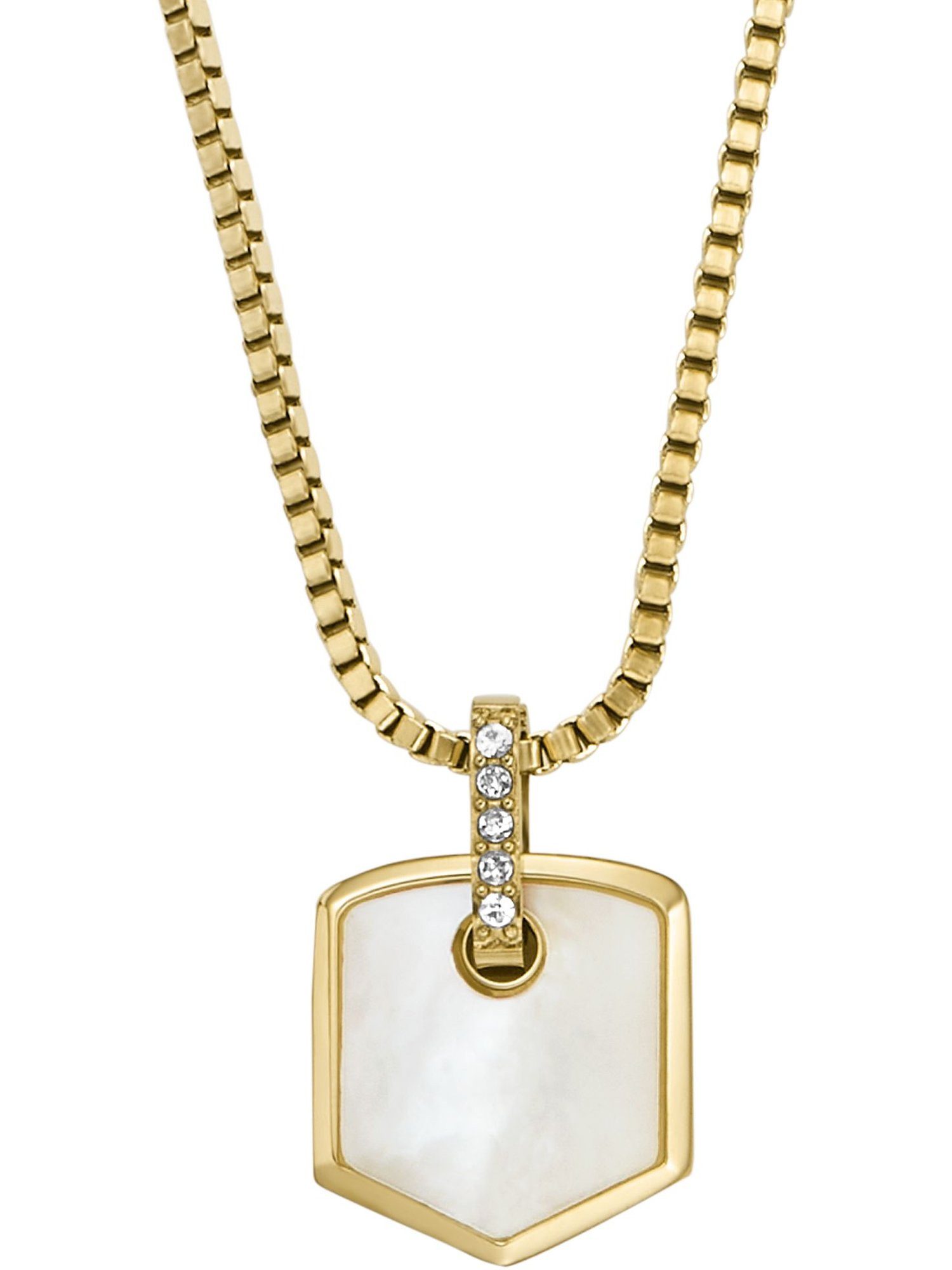 Collier Fossil Damen-Kette Edelstahl Perlmutt