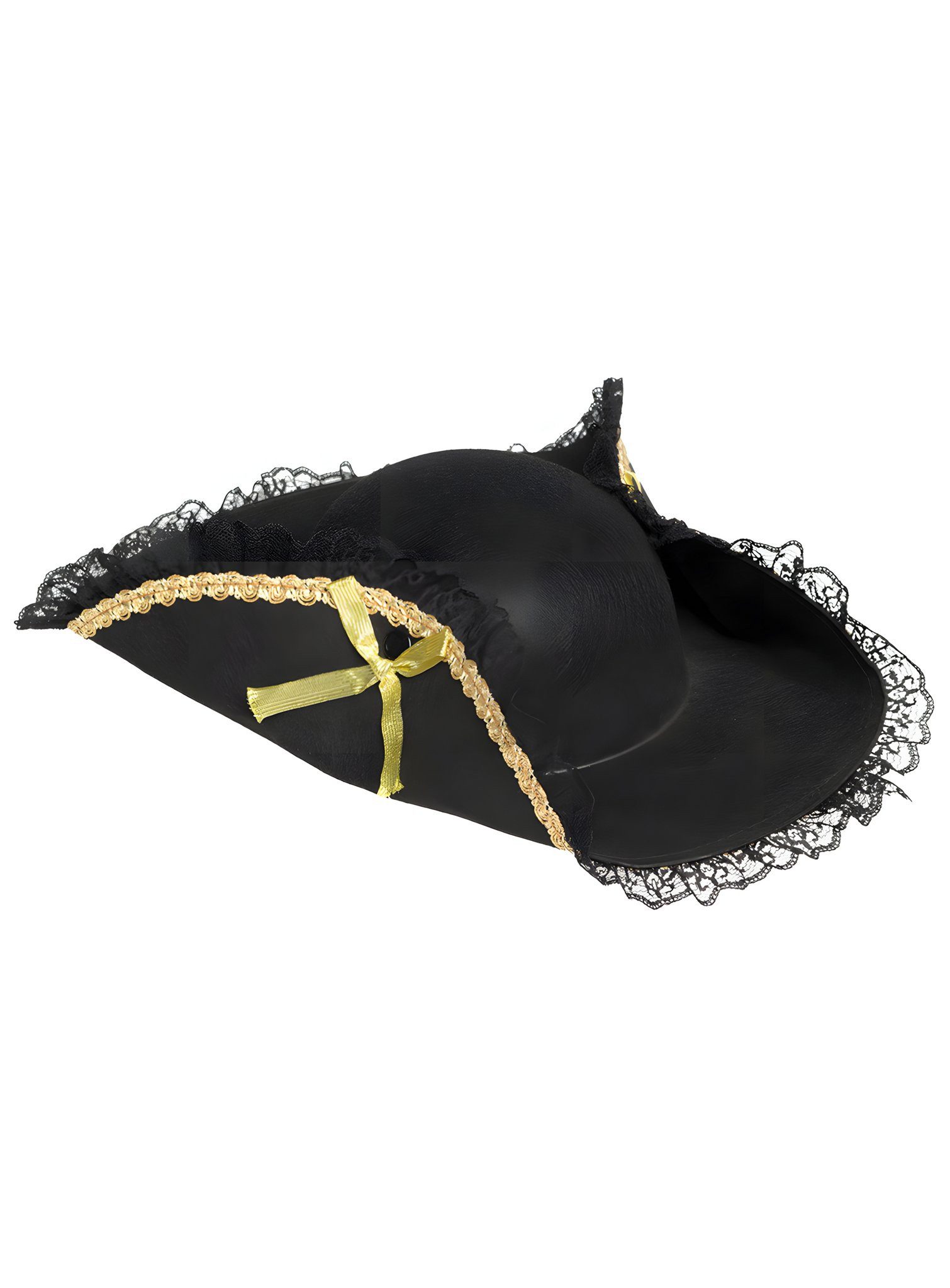 Metamorph Piraten-Kostüm Piratenhut mit Spitze und Goldverzierung, Prachtvoller Dreispitz mit edler Spitze und goldenen Verzierungen