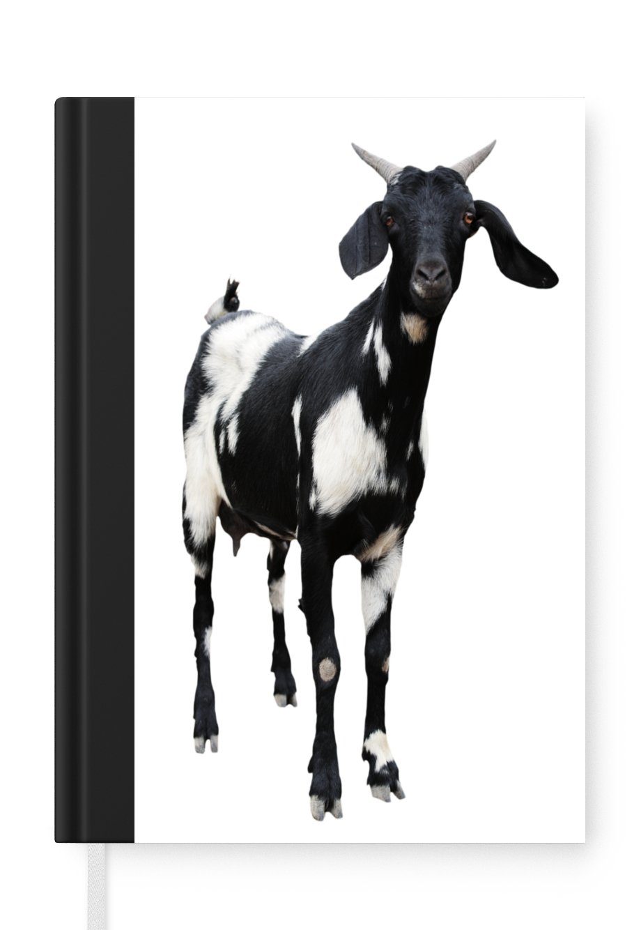 MuchoWow Notizbuch Schwarze und weiße Ziege auf einem weißen Hintergrund, Journal, Merkzettel, Tagebuch, Notizheft, A5, 98 Seiten, Haushaltsbuch