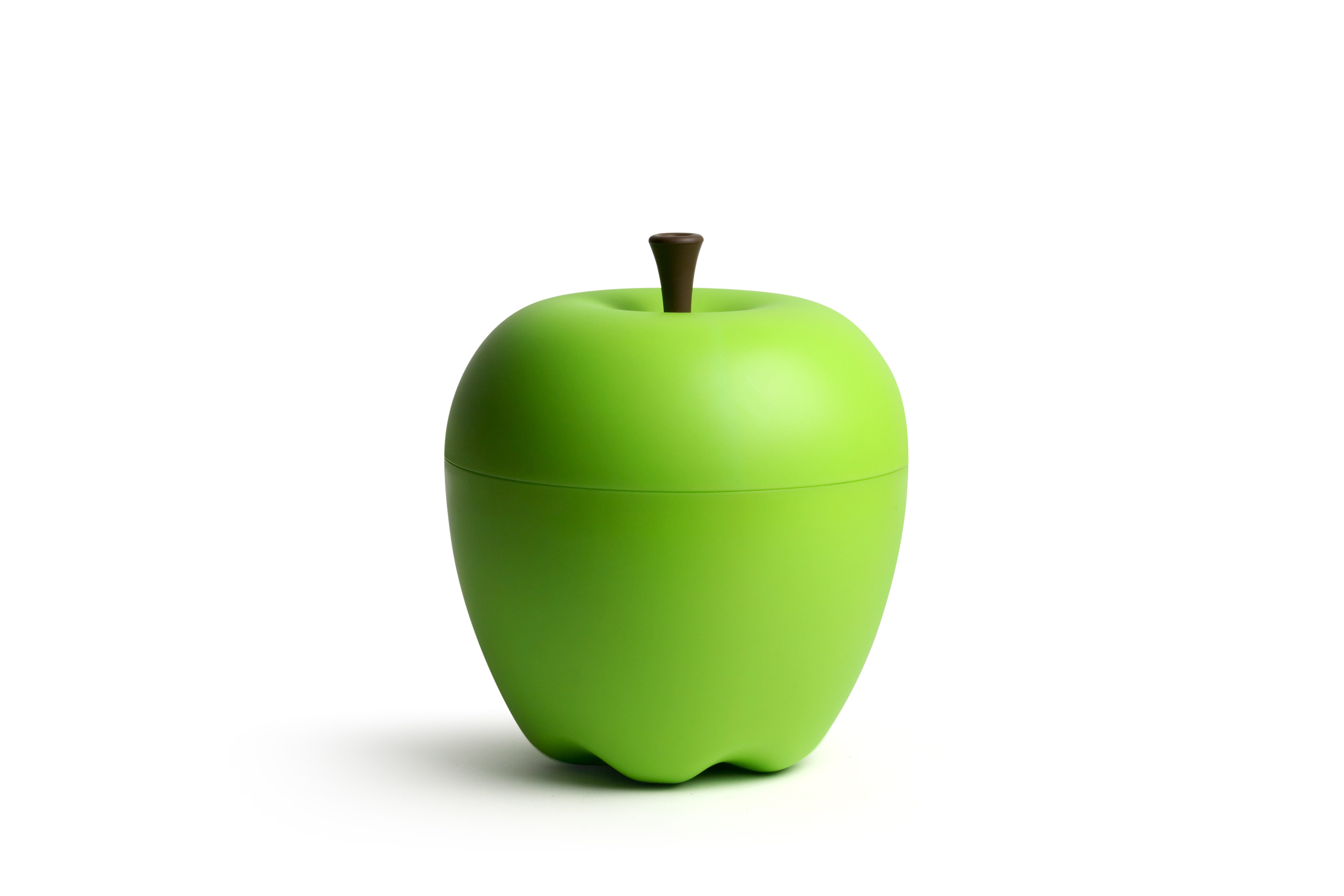 Qualy Design Aufbewahrungsbox Mini Happle Grün (Kunststoff, 1 St., ca. Ø 18 cm x 22 cm), Apfel Box Vorratsbehälter, lebensmittelecht