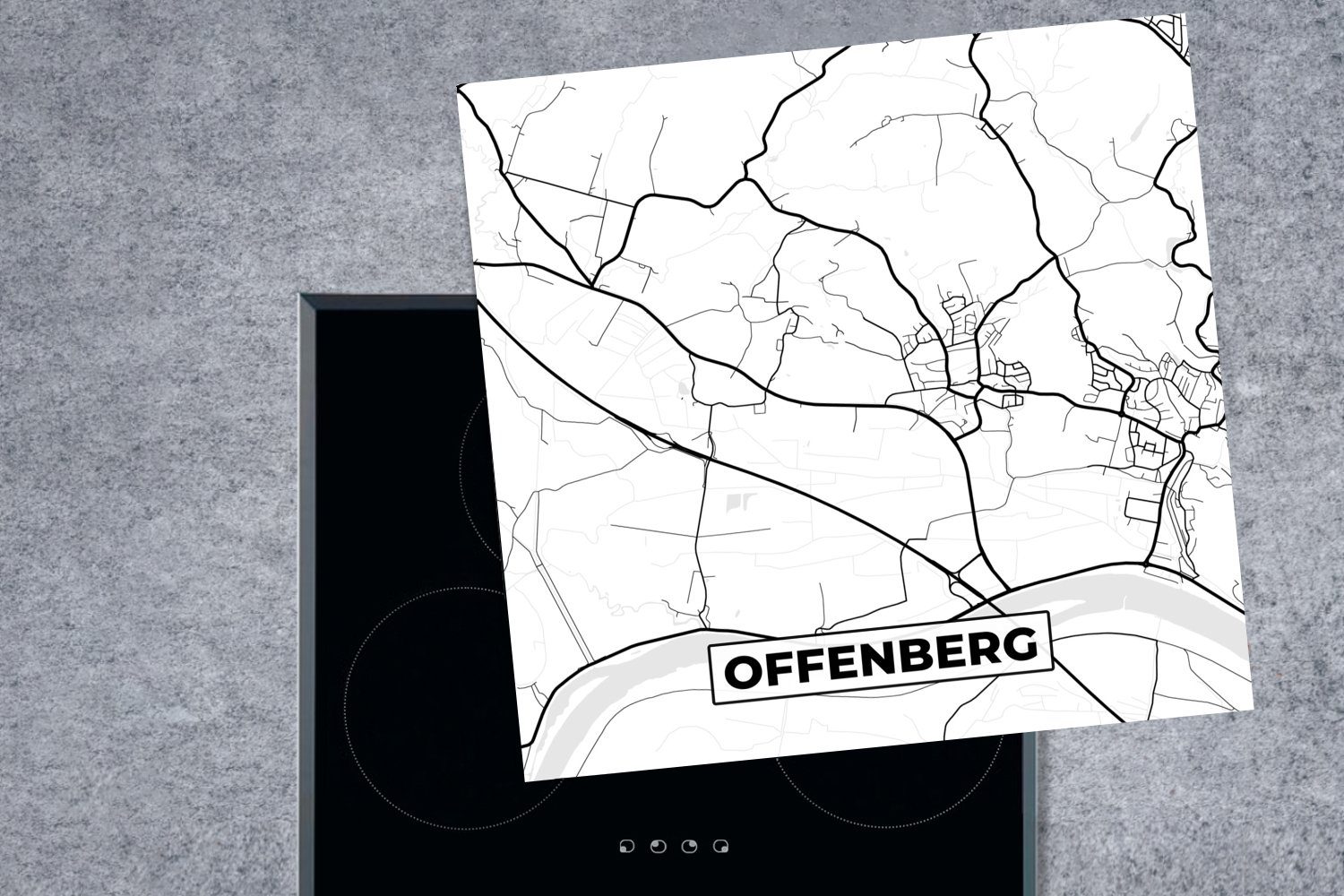 für Stadtplan, - MuchoWow - Karte Vinyl, Offenberg cm, Ceranfeldabdeckung, 78x78 küche (1 Arbeitsplatte Herdblende-/Abdeckplatte Karte - tlg),