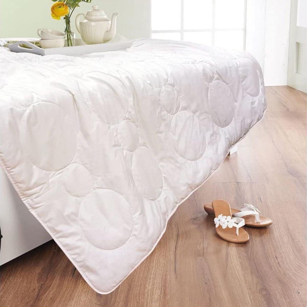 Sympathica Naturfaserbettdecke Sommerdecke 100% Premium Wildseide Seide Sommerbett Bettdecke 200x200, Füllung: 100% Wildseide, Bezug: 100% Baumwolle (Mako Satin), Bezug veredelt mit Aloe Vera