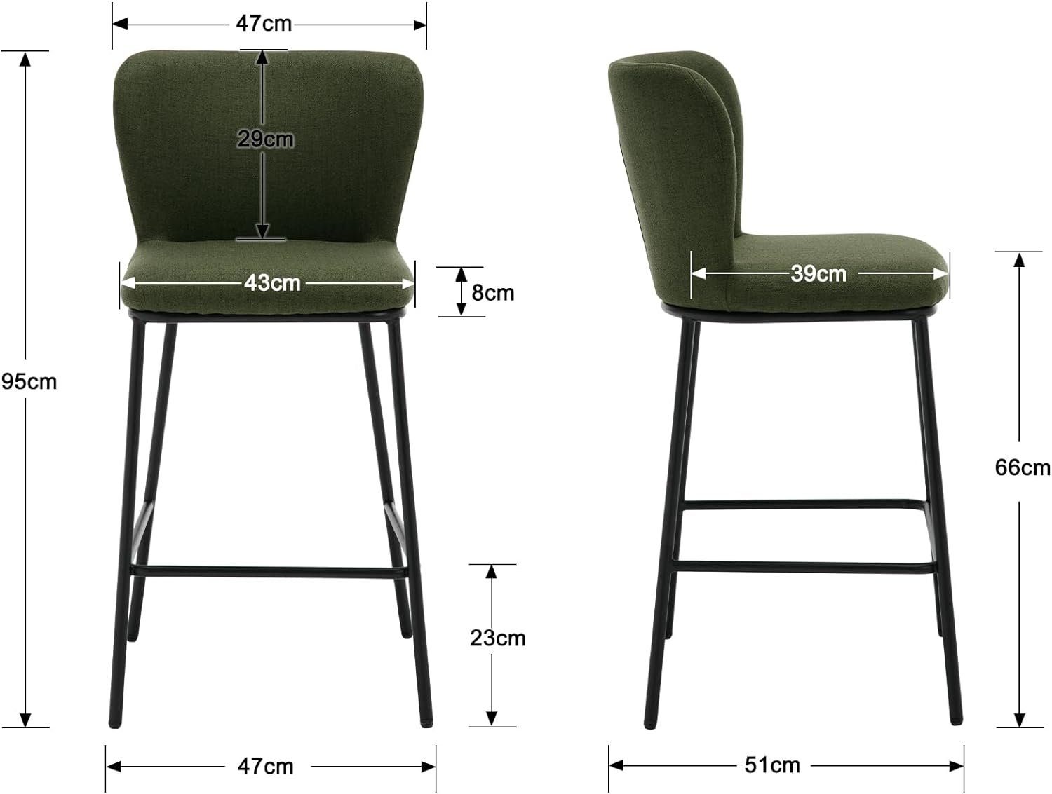 WAHSON OFFICE CHAIRS Barhocker Leinen Barstuhl Küchenhocker mit Lehne 2er S günstig online kaufen