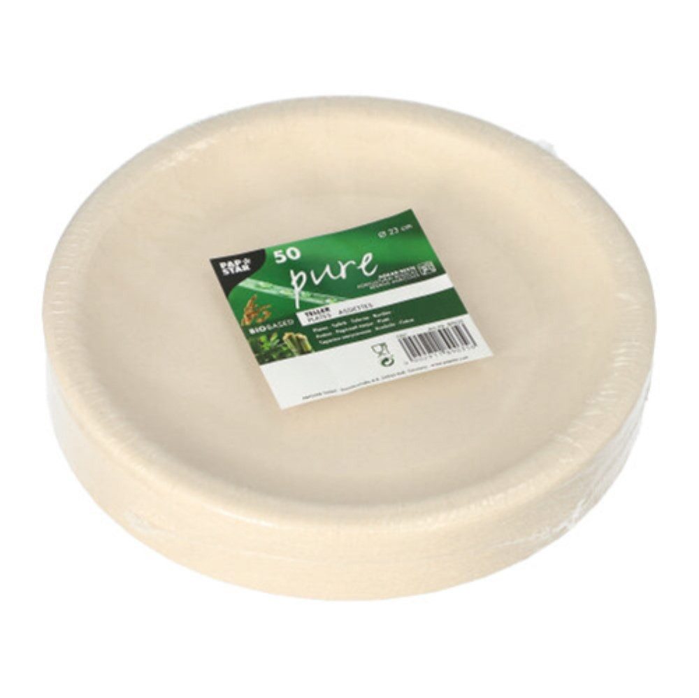PAPSTAR Pappteller 50 Teller, Agrarreste "pure" rund Ø 23 cm weiss