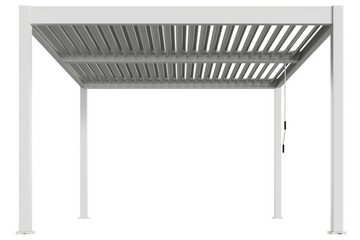 Green Spirit Pergola Voll-Aluminium Deluxe Lamellendach Pergola 3,6x4m weiß, BxTxH: 393,8x363,2x256,2 cm, (Set, 1-tlg), Rahmen und Lamellen aus Aluminum mit verstärkter Mittelstrebe