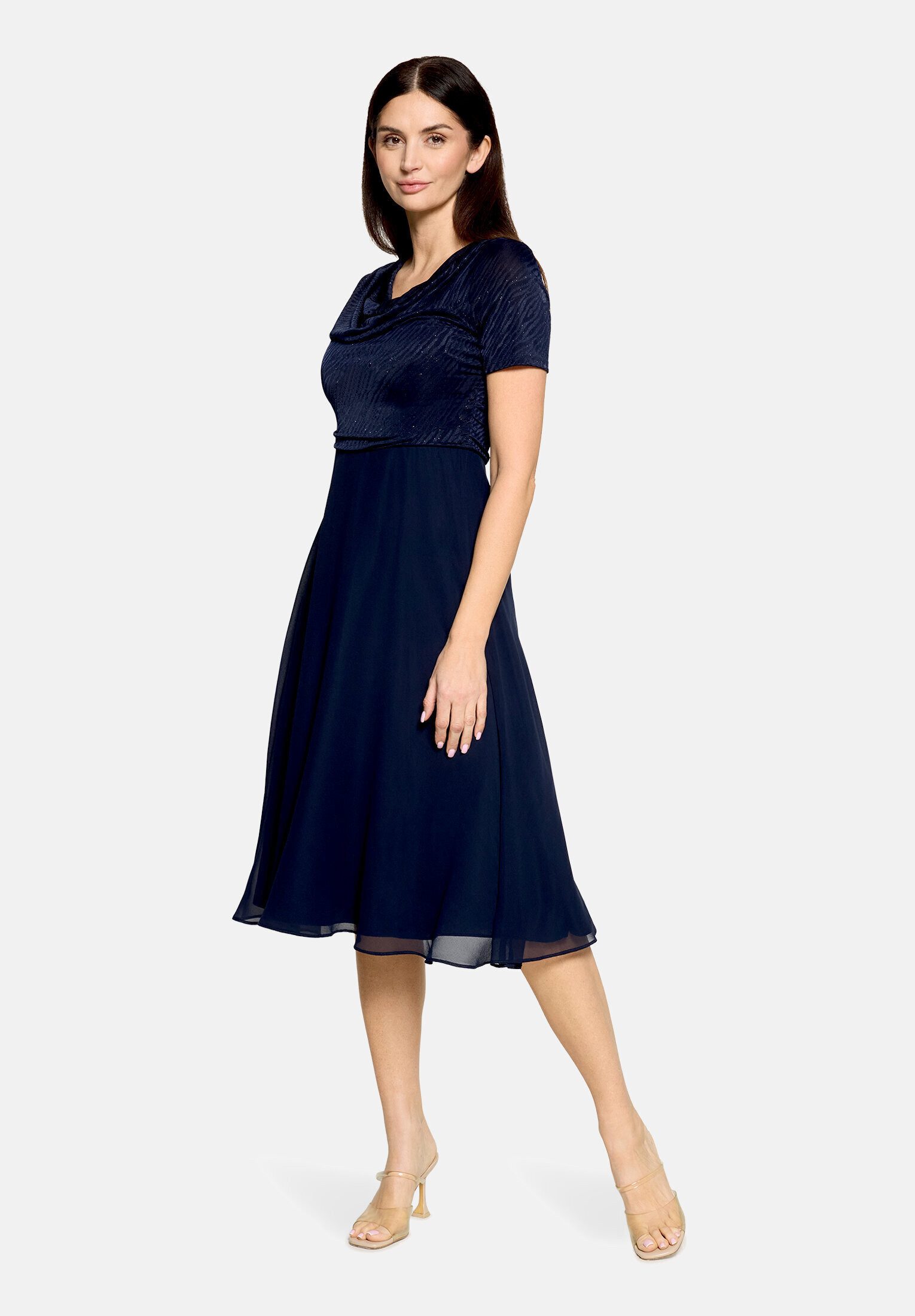 Vera Mont Cocktailkleid Damen im Glitzer-Look Materialmix