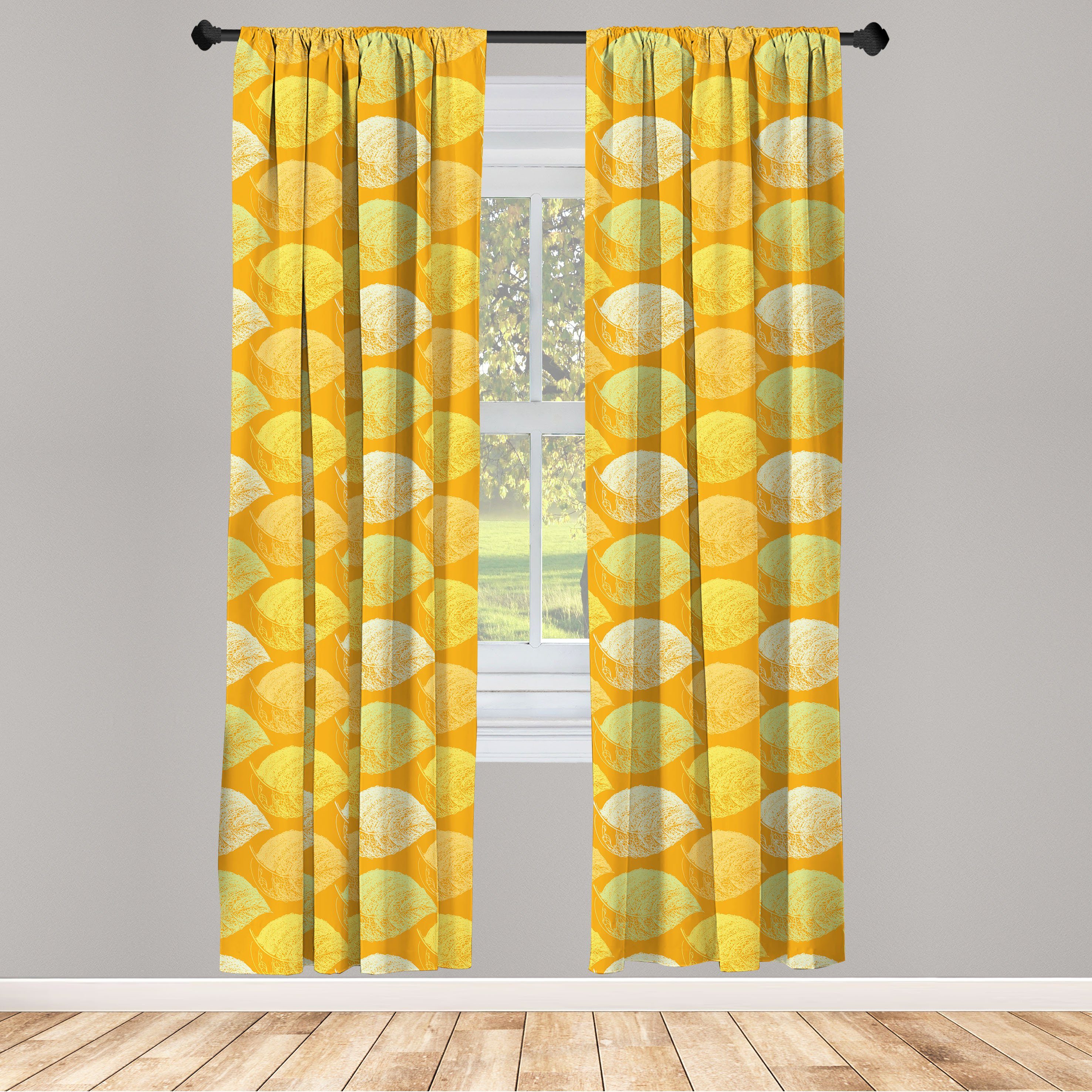 Gardine Vorhang für Wohnzimmer Schlafzimmer Dekor, Abakuhaus, Microfaser, Blatt Herbst-Jahreszeit Botanik