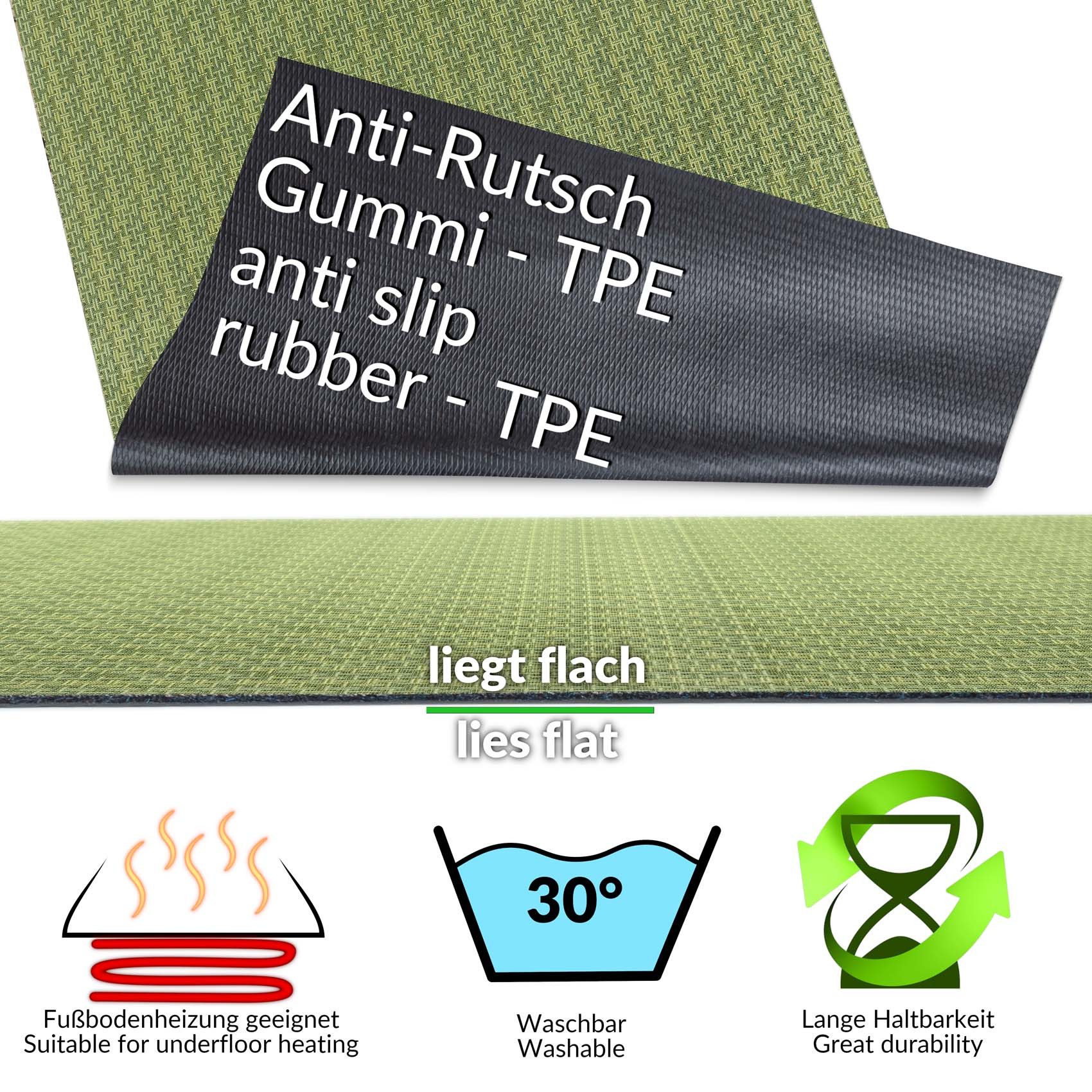 ANRO Küchenläufer ITACA Hochwertig Küchenteppich Teppich Textil, Eckig, Höhe: 3 mm, Velour