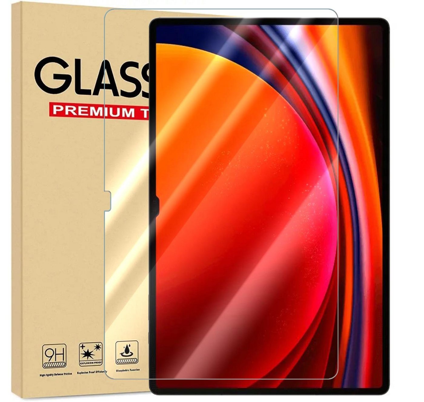 Numerva Schutzfolie Panzer Folie Echt Glas für Samsung Galaxy Tab S9 Ultra, (Schutzfolie, 1x Schutzfolie 2x Reinigungstücher), Tablet Display Schutzglas Folie Echt Glas Folie 9H