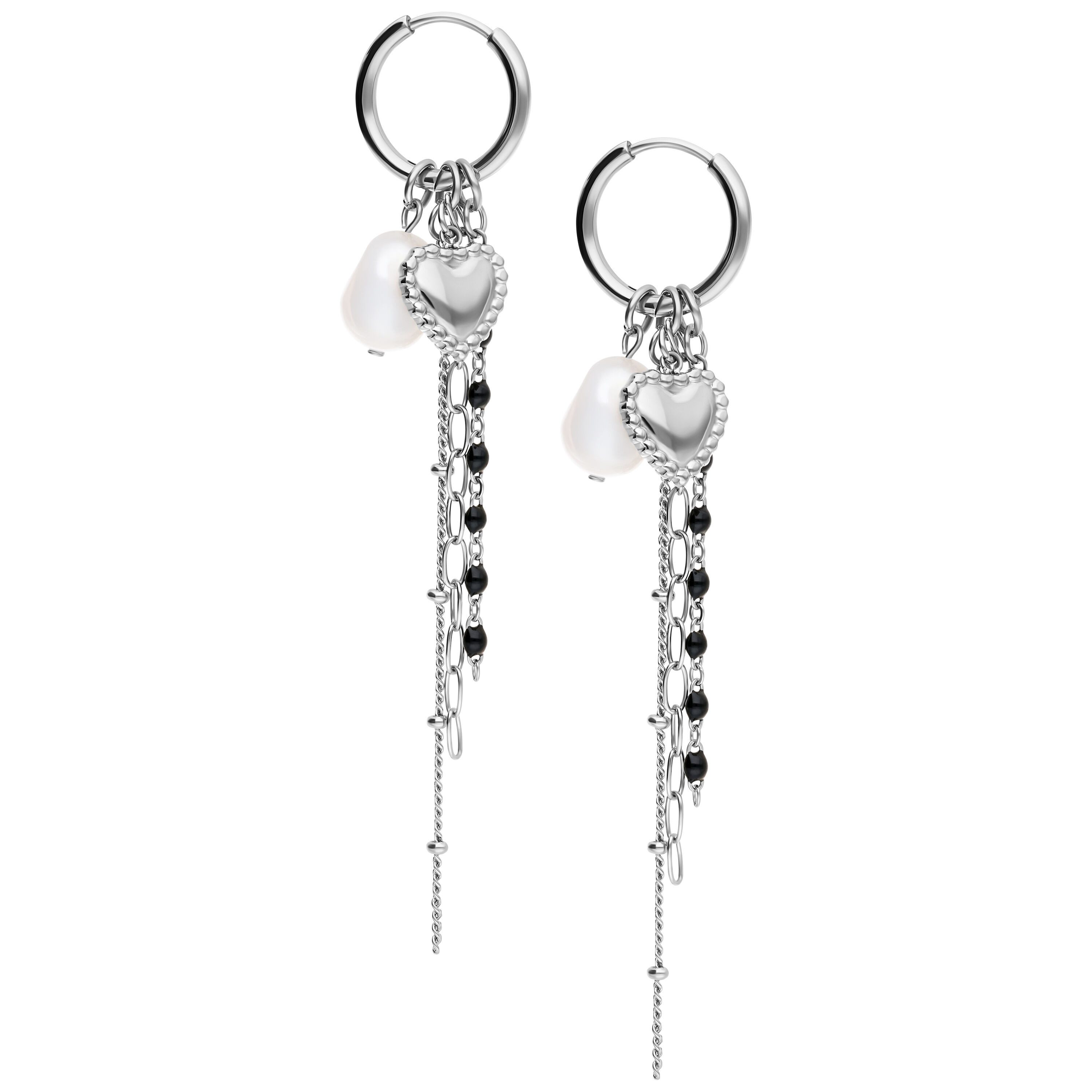 Wildcat Paar Ohrhänger Bubble Heart Hoops with Pearl, wasserfest, langlebig, hautverträglich