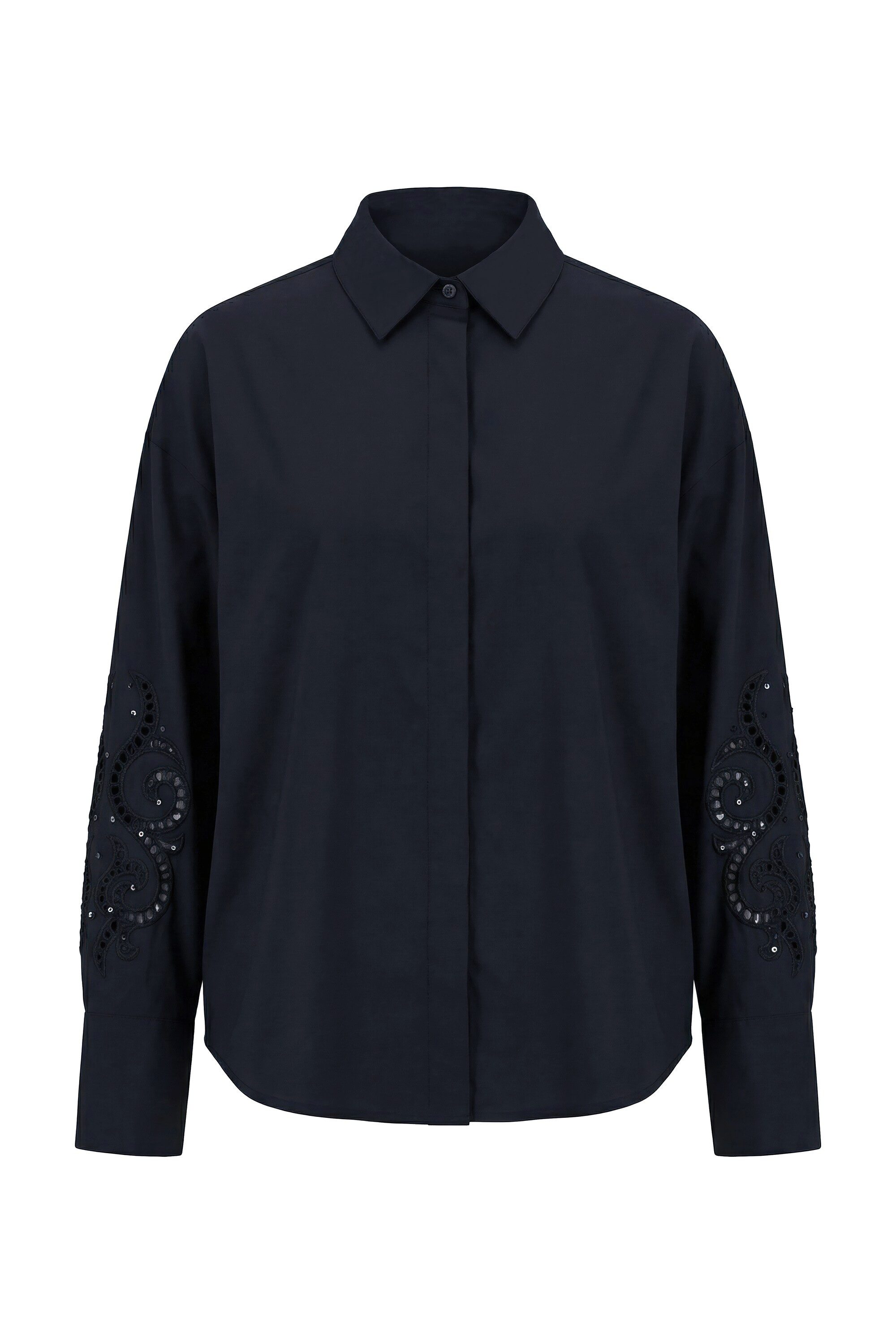 Hemdbluse Hemd Oversize Shape Stickerei