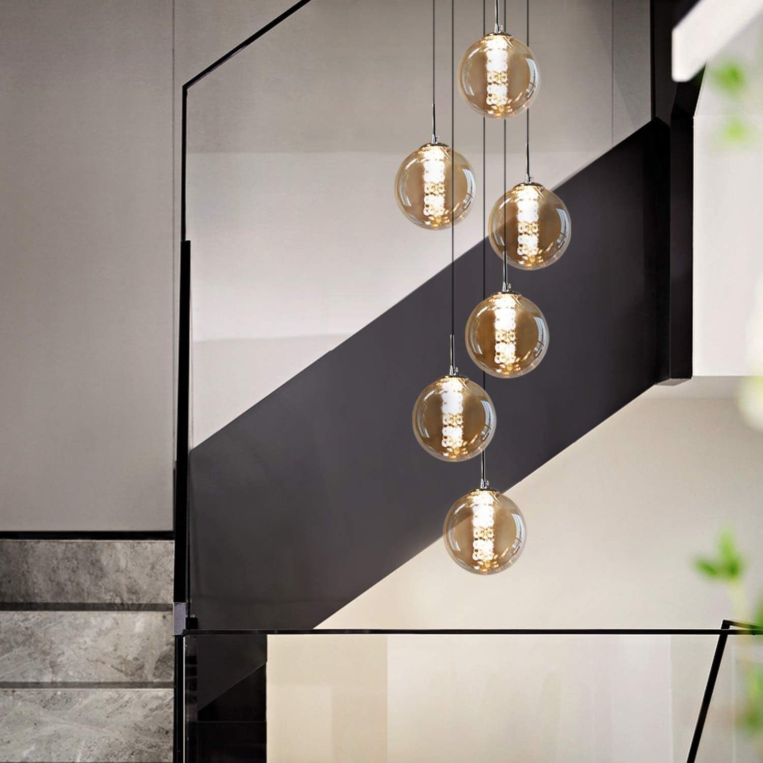 Nettlife Pendelleuchte G9 Pendelleuchte 3-flammig Bernstein/Grau Glas, Höhe günstig online kaufen