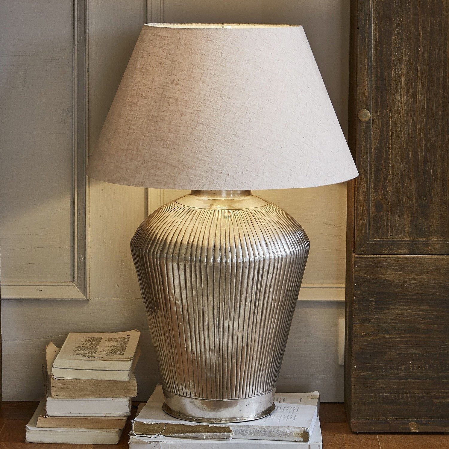 Mirabeau Tischleuchte Tischlampe Caulières creme/antiksilber günstig online kaufen