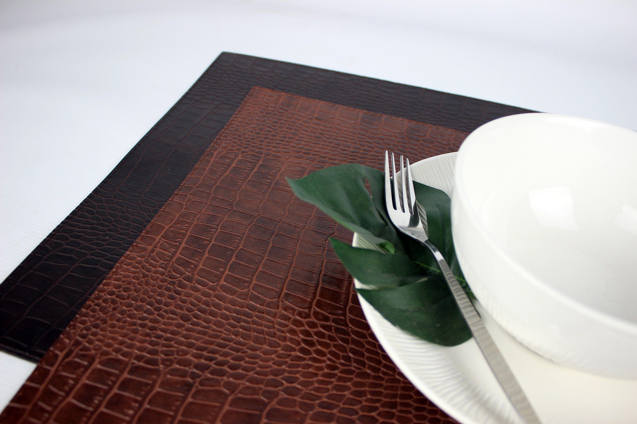 Signature Home Collection Platzset Tischset 6-er Set rechteckig Kroko Kunstleder, (Set, 6-St., Tischset 6-er Set Kunstleder 45 x 33 cm), Kunstleder: pflegeleicht & abwischbar, zweifarbig