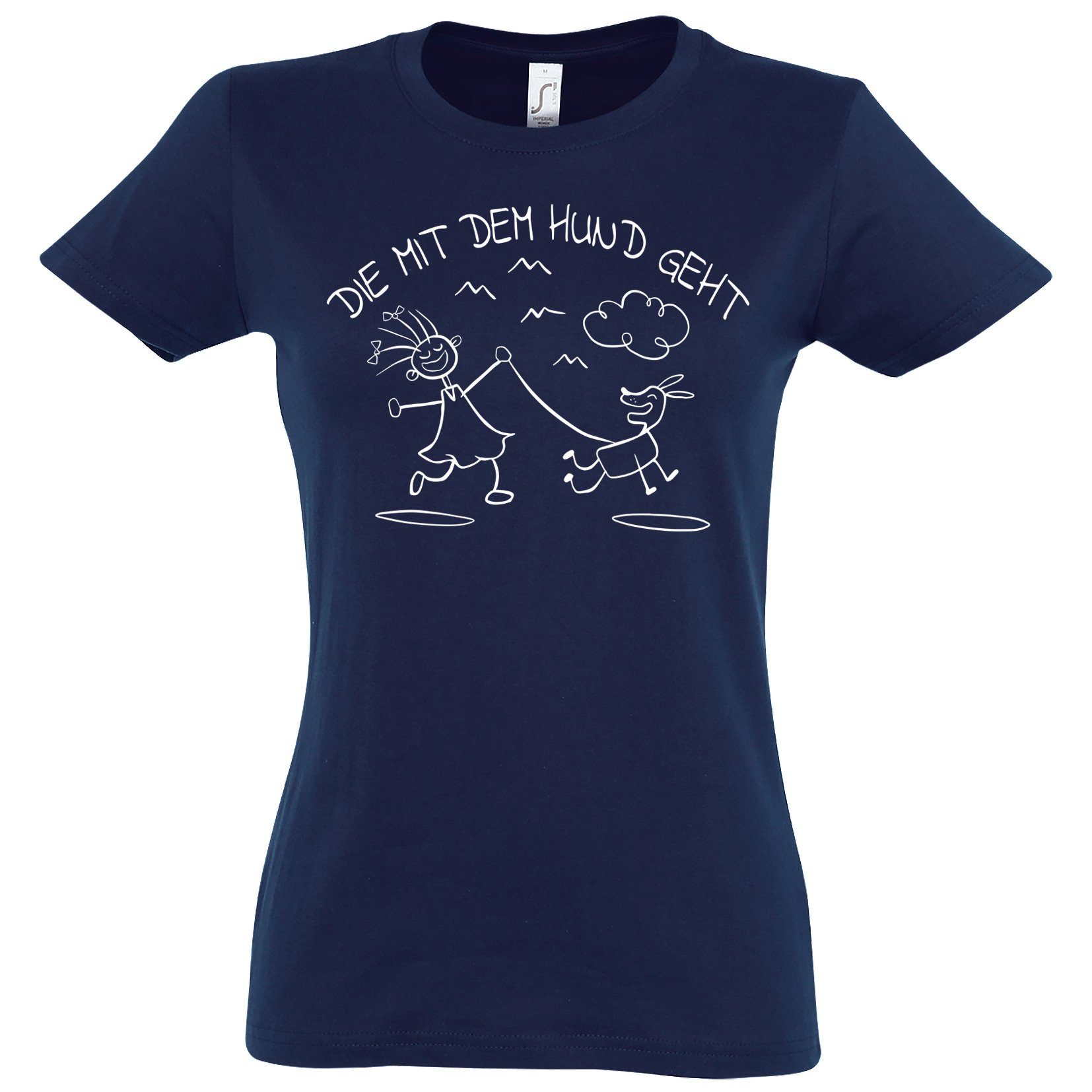 Youth Designz T-Shirt Die Mit Dem Hunde Geht Damen T-Shirt mit trendigem Fr günstig online kaufen