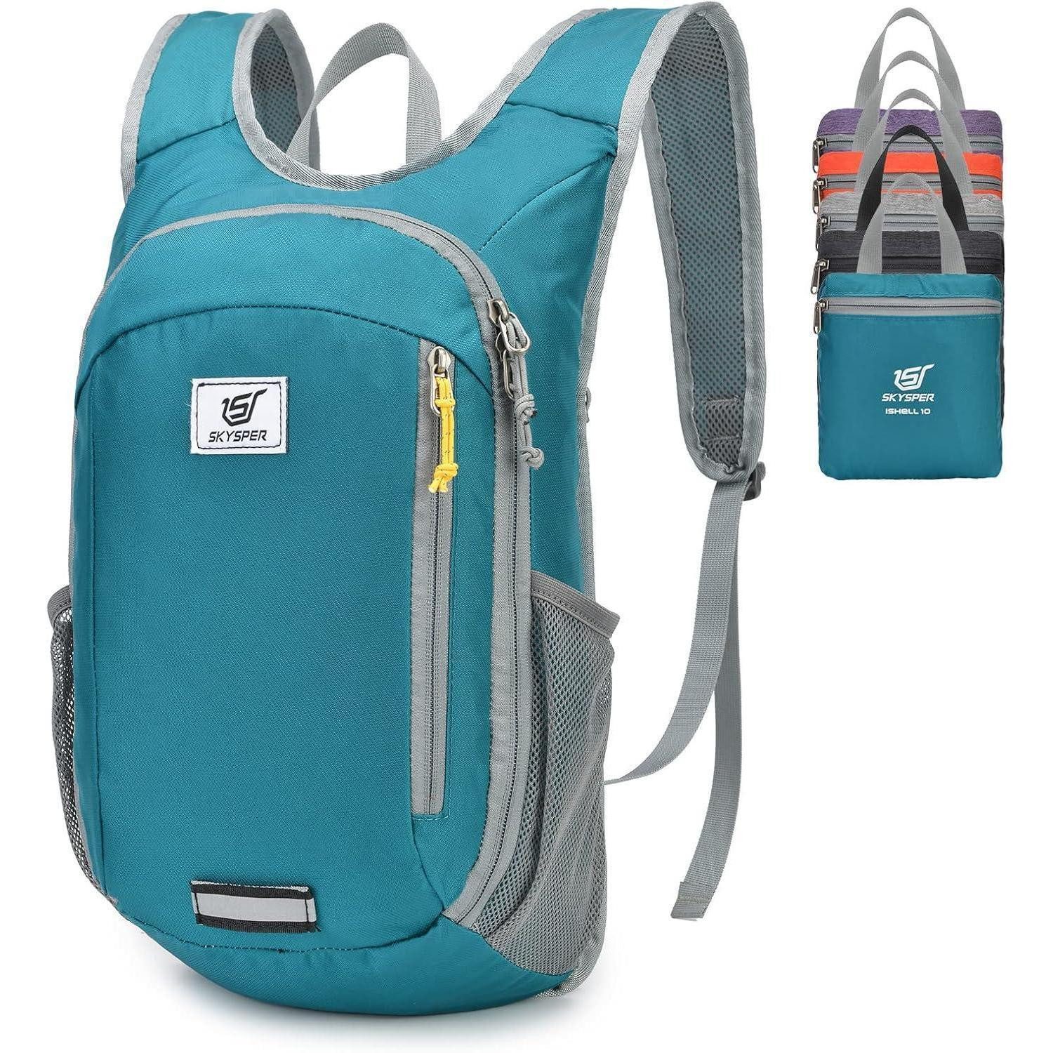 Tagesrucksack Rucksack Faltbar Ultraleicht Wasserfest Daypack 10L 10L Seegrün