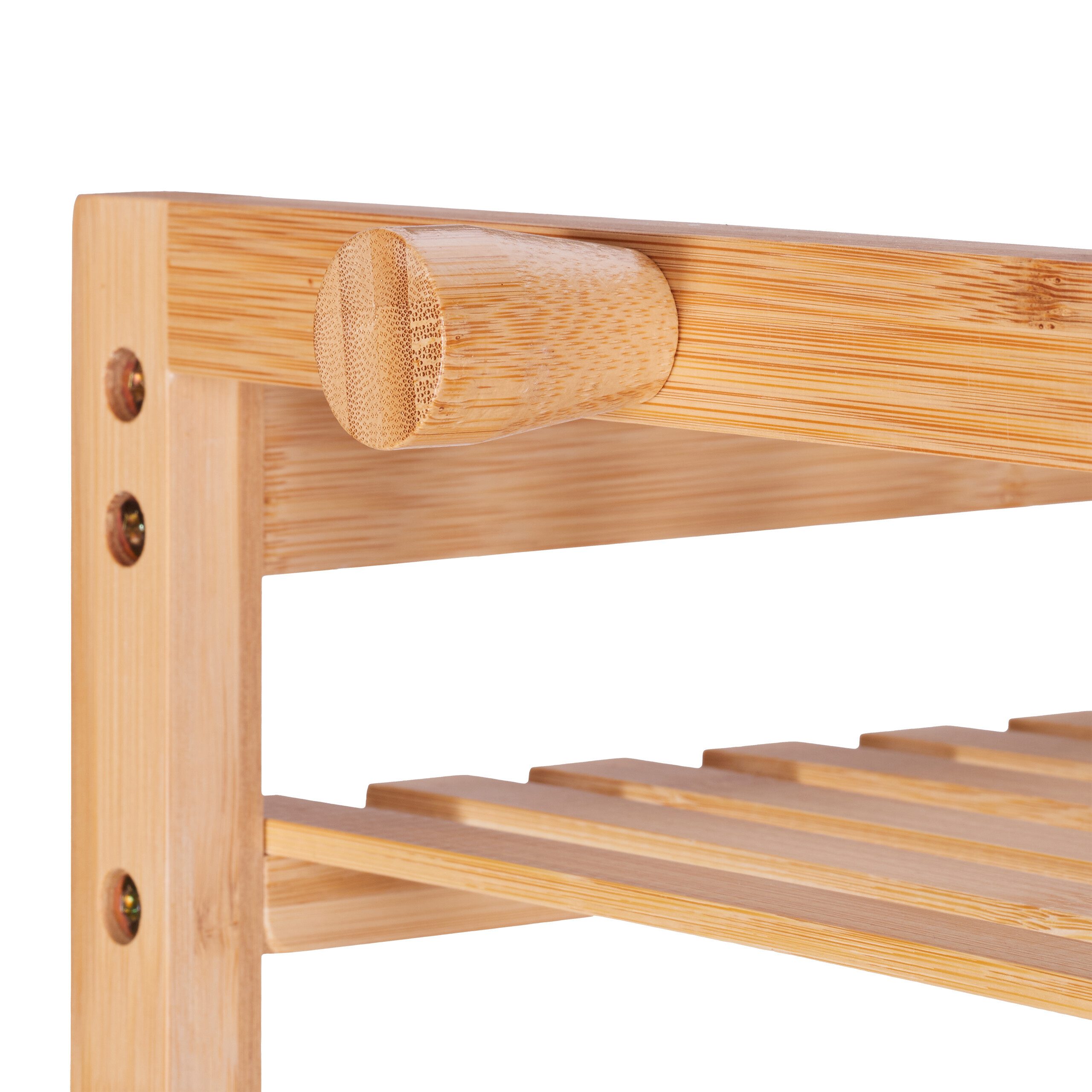 relaxdays Kleiderständer Bambus Kleiderständer mit 3 Ablagen