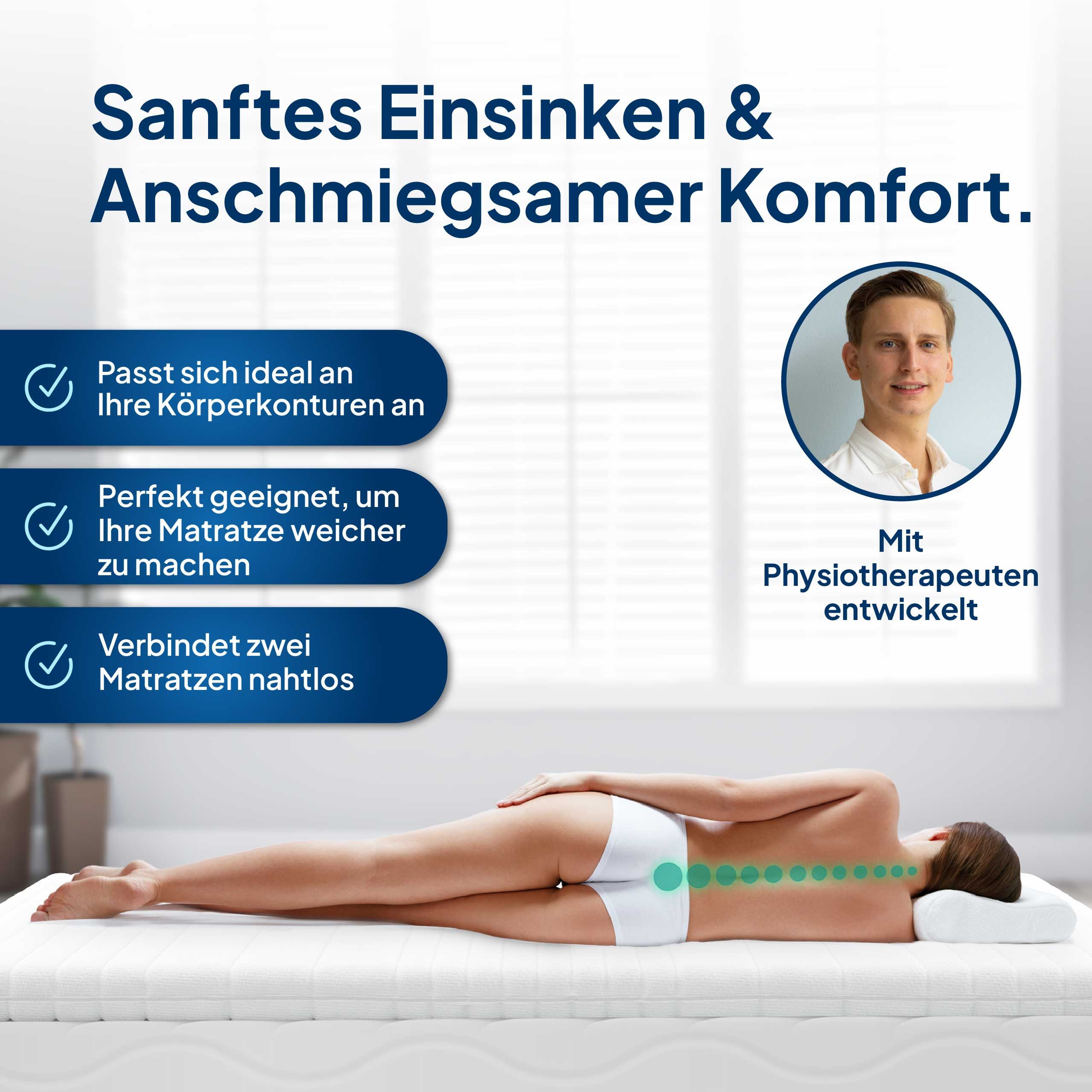 AM Qualitätsmatratzen, Topper Visco, Viscoschaum Topper, Weich & Anpassungsfähig, Memory Effekt, 6 cm hoch, Viscoschaum (6cm), 90x200 cm