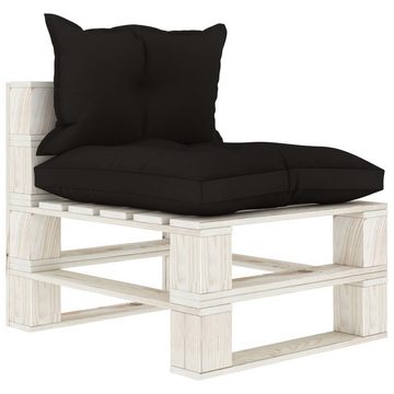vidaXL Gartenbank Garten-Palettensofa 4-Sitzer mit Kissen in Schwarz Holz