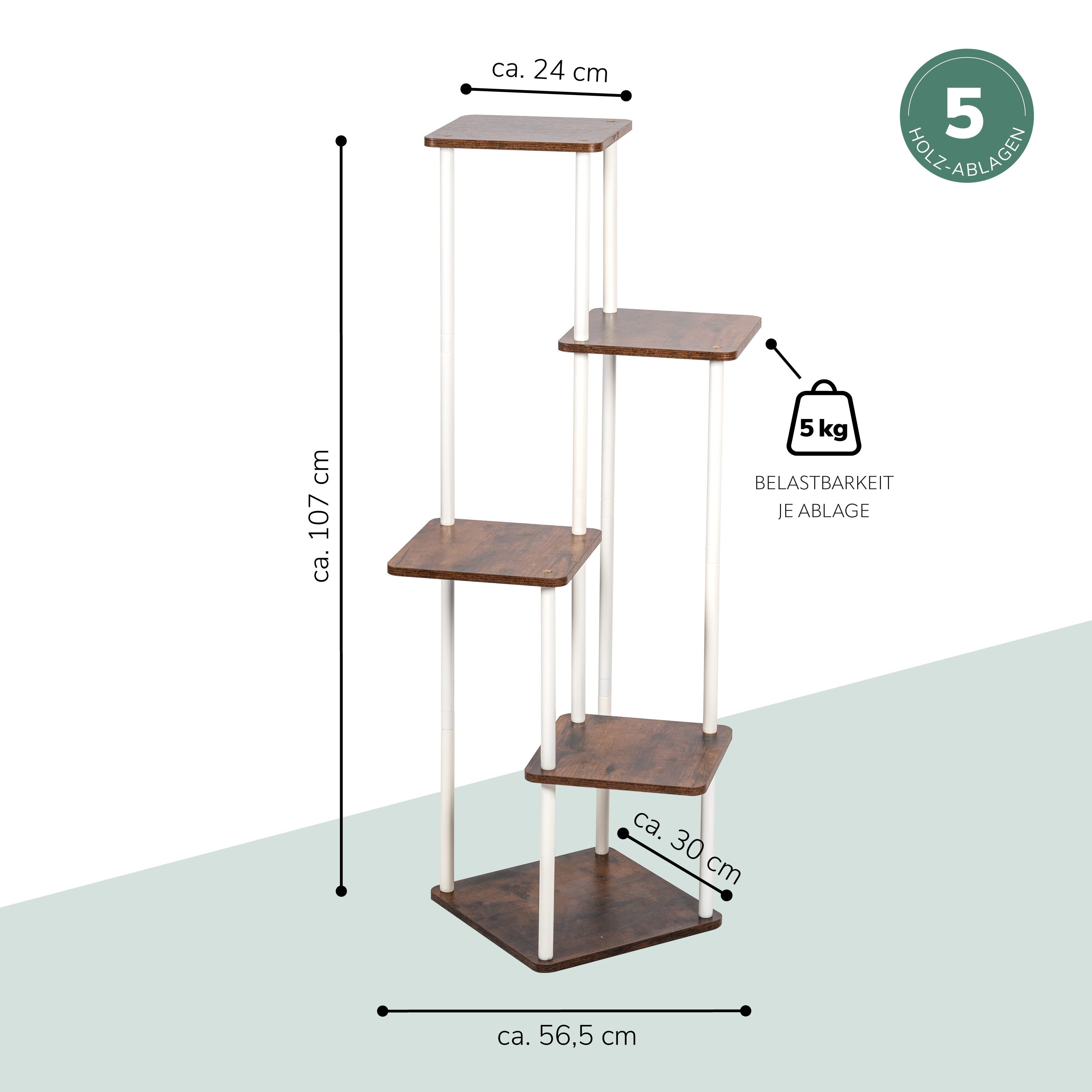 eluno Blumenständer Blumenregal aus FSC-zertifiziertem MDF-Holz und Metall