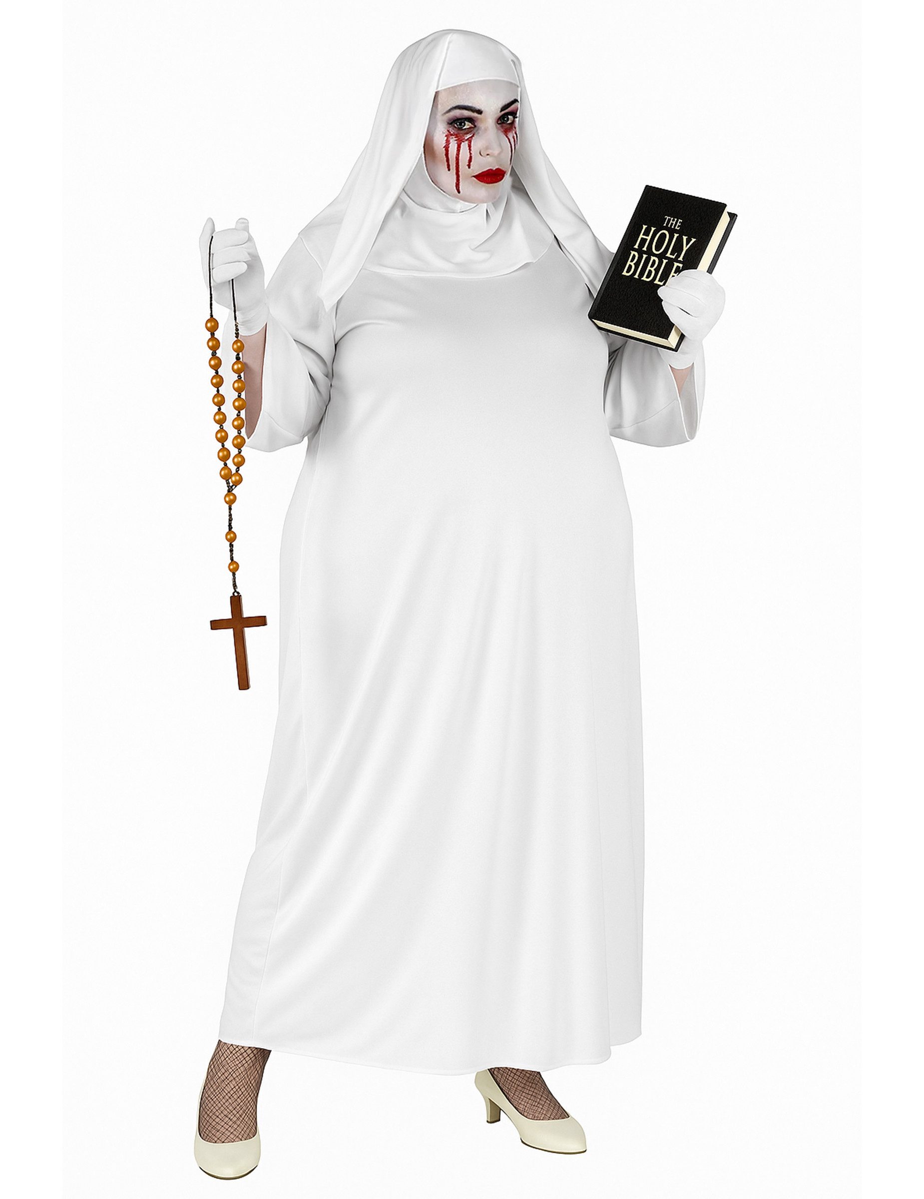 Widmann S.r.l. Kostüm Geisternonnen-Kostüm für Damen in Übergröße weiß