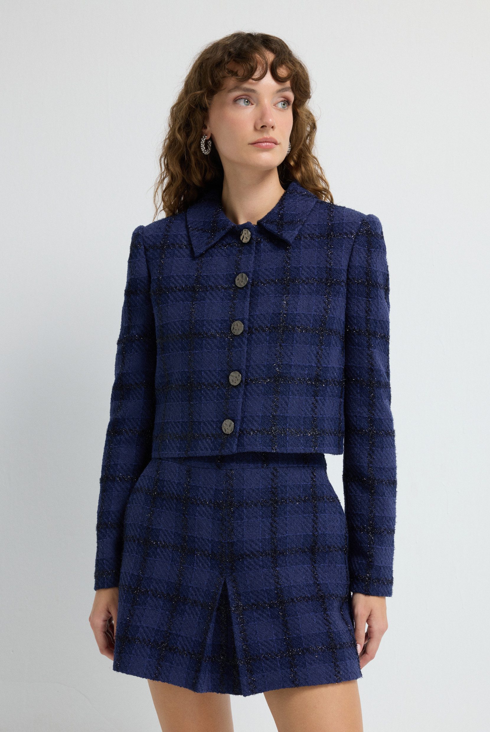adL Kurzblazer Kurze Tweedjacke