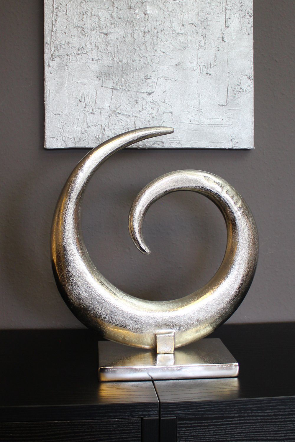 moderne Kg Metall silberfarben, 2,4 abstrakte Dekofigur aus Aluminium cm 43x38 Dekoration aus Skulptur Arnusa