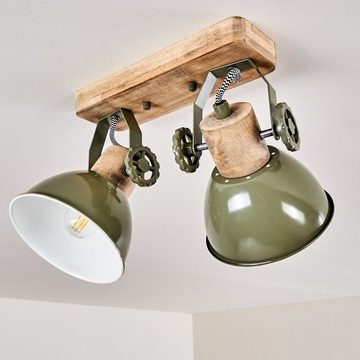 hofstein Deckenleuchte »Cotes« Deckenlampe aus Metall/Holz in Grün/Weiß/Braun, ohne Leuchtmittel, mit verstellbaren Strahlern, 2xE27, Spot im Retro/Vintage Design