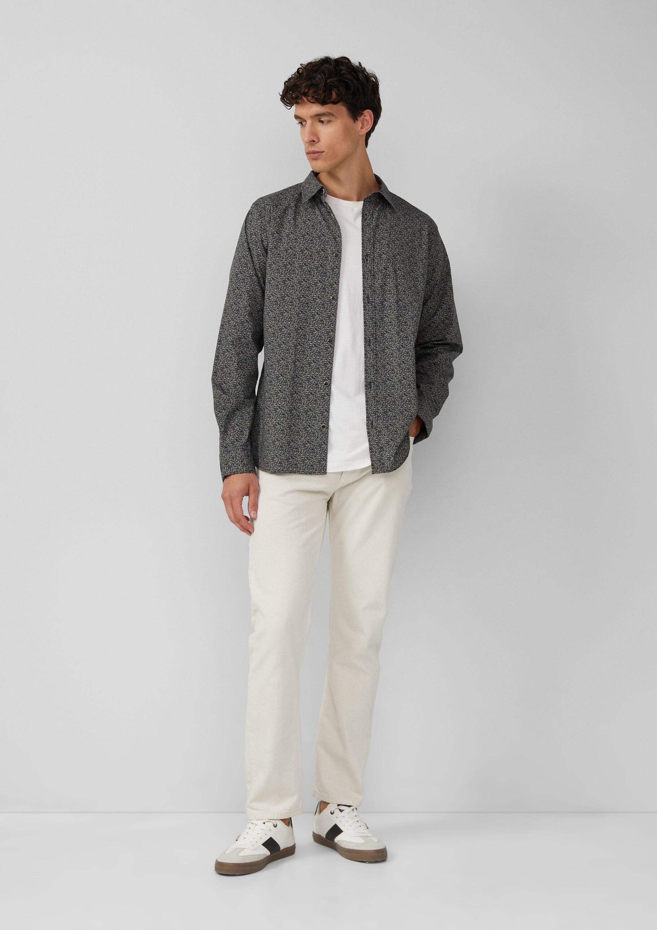 s.Oliver Langarmhemd Hemd Slim Fit: Baumwollhemd mit All-over-Print