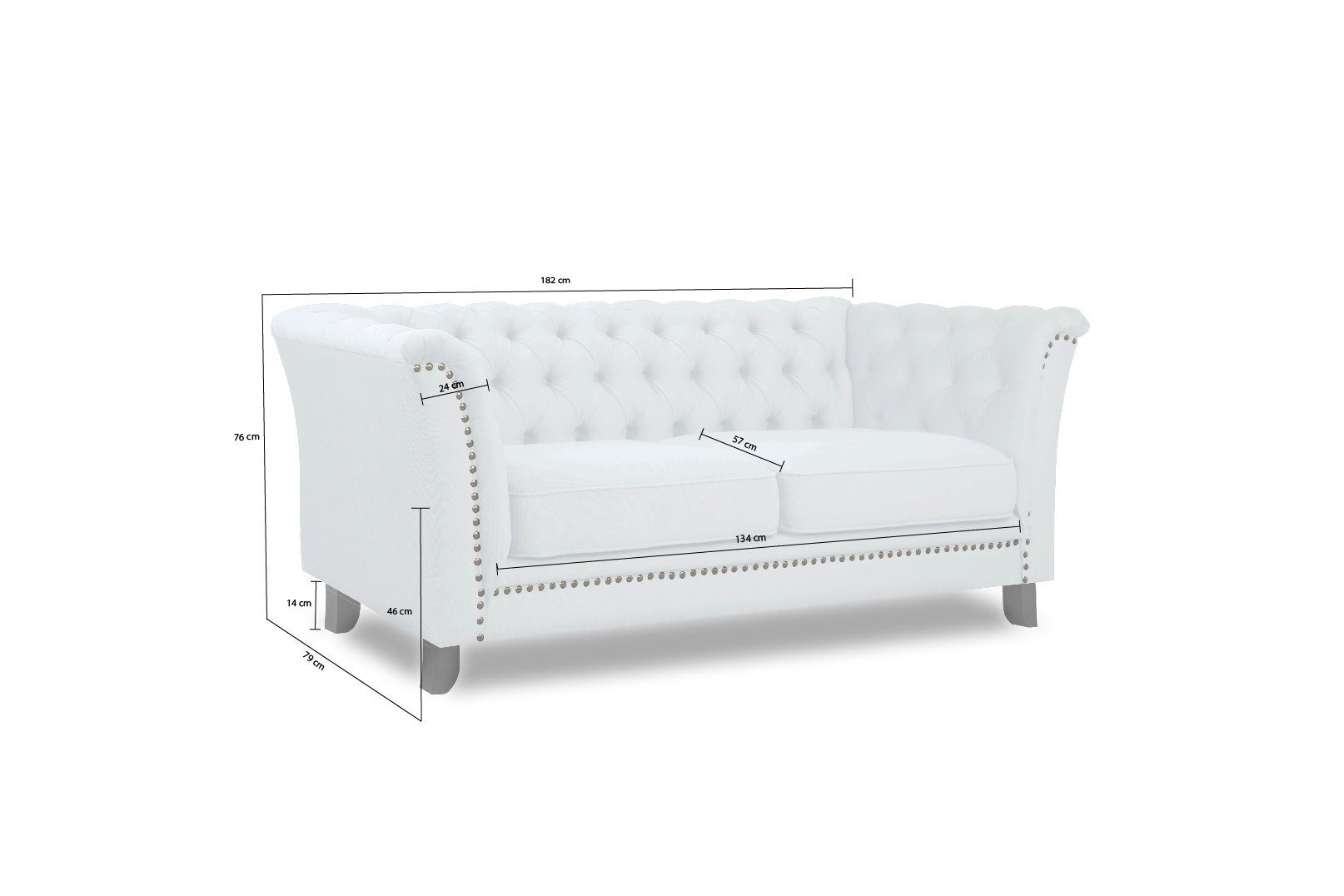 Leonique Nietenbesatz Chesterfield Design mit 2-Sitzer typischer Knopfheftung und Lynelle,