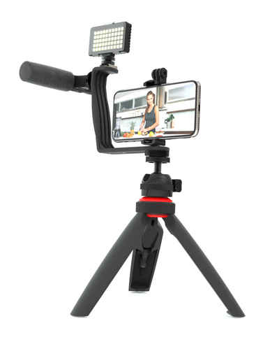 DigiPower 5-teiliges Vlogging Set mit Licht, Mikrofon Smartphone-Halterung, (5-tlg., inkl. Richtmikrofon)