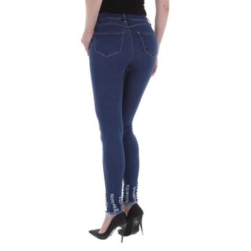 Ital-Design Skinny-fit-Jeans Damen Freizeit Destroyed-Look Stretch High Waist Jeans in Dunkelblau