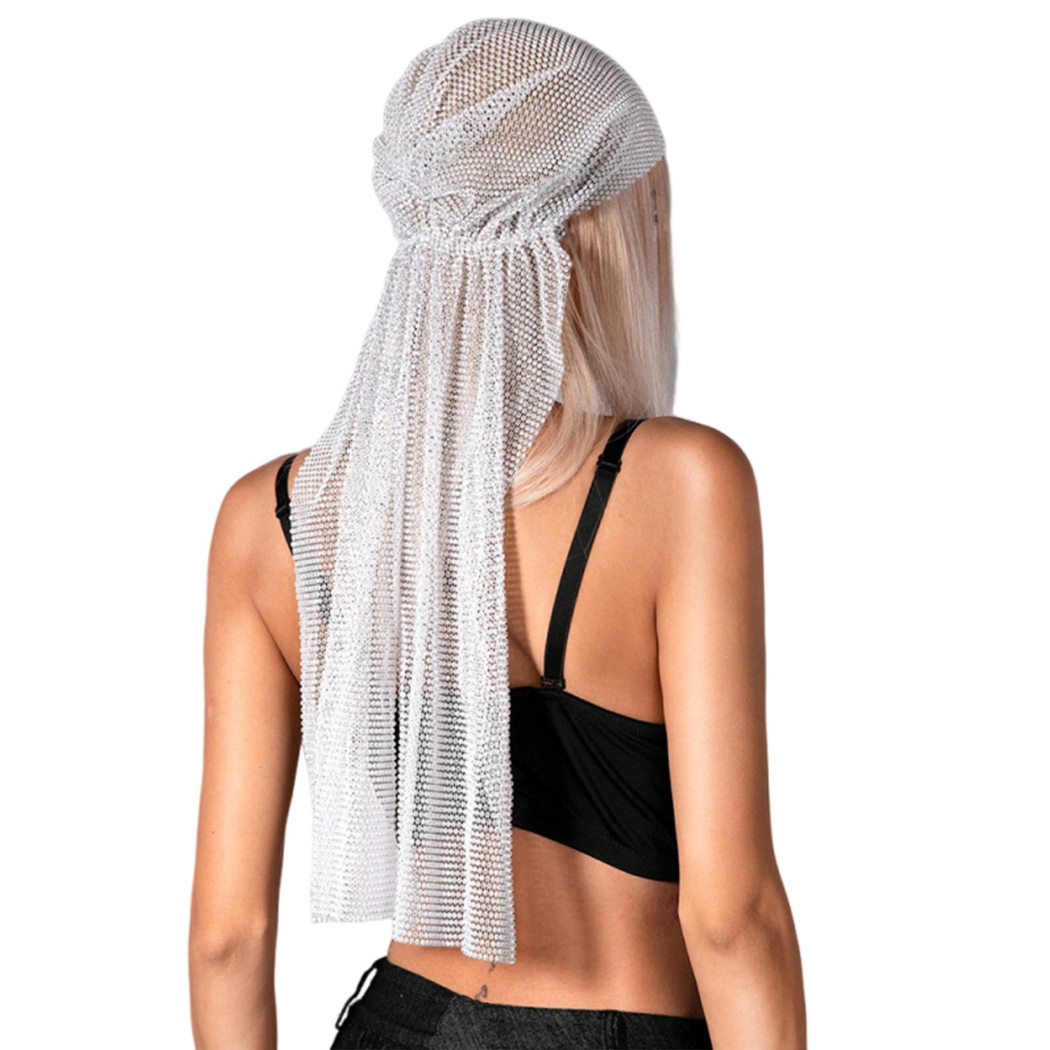 Refttenw Haarband Langes Strass-Kopftuch für Damen,Diamanthut,Partydekorationen,70cm