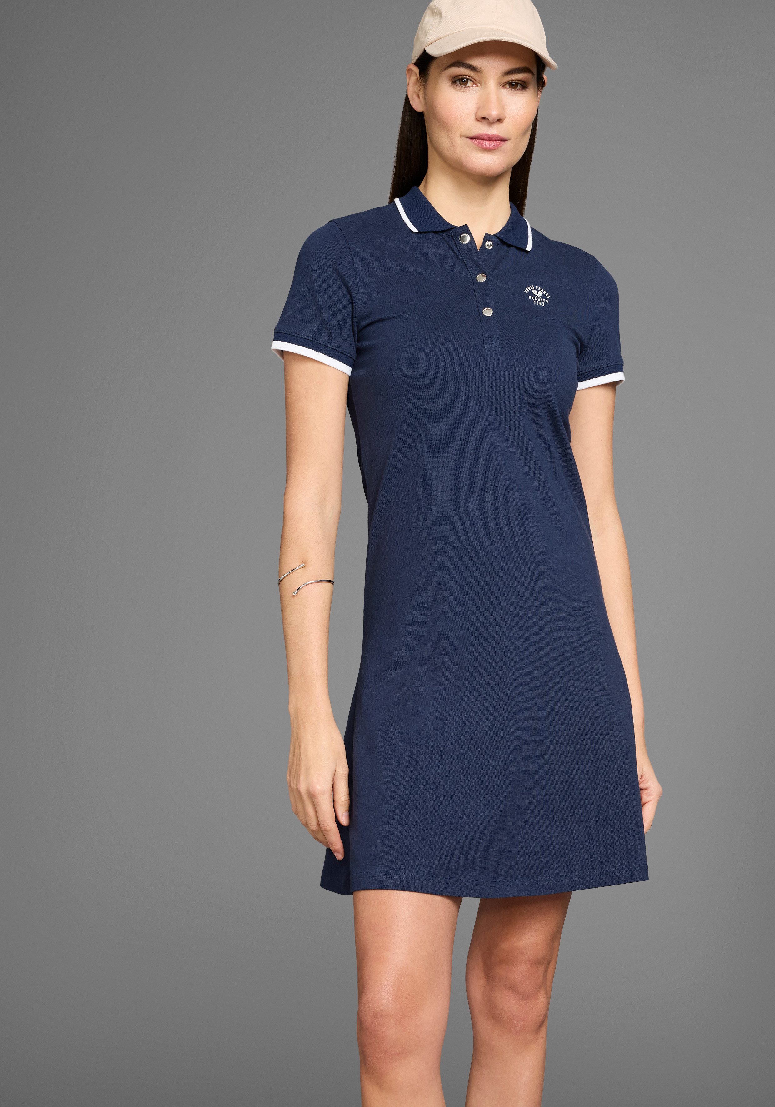 HECHTER PARIS Polokleid mit Kontrastdetails und Logoprint günstig online kaufen
