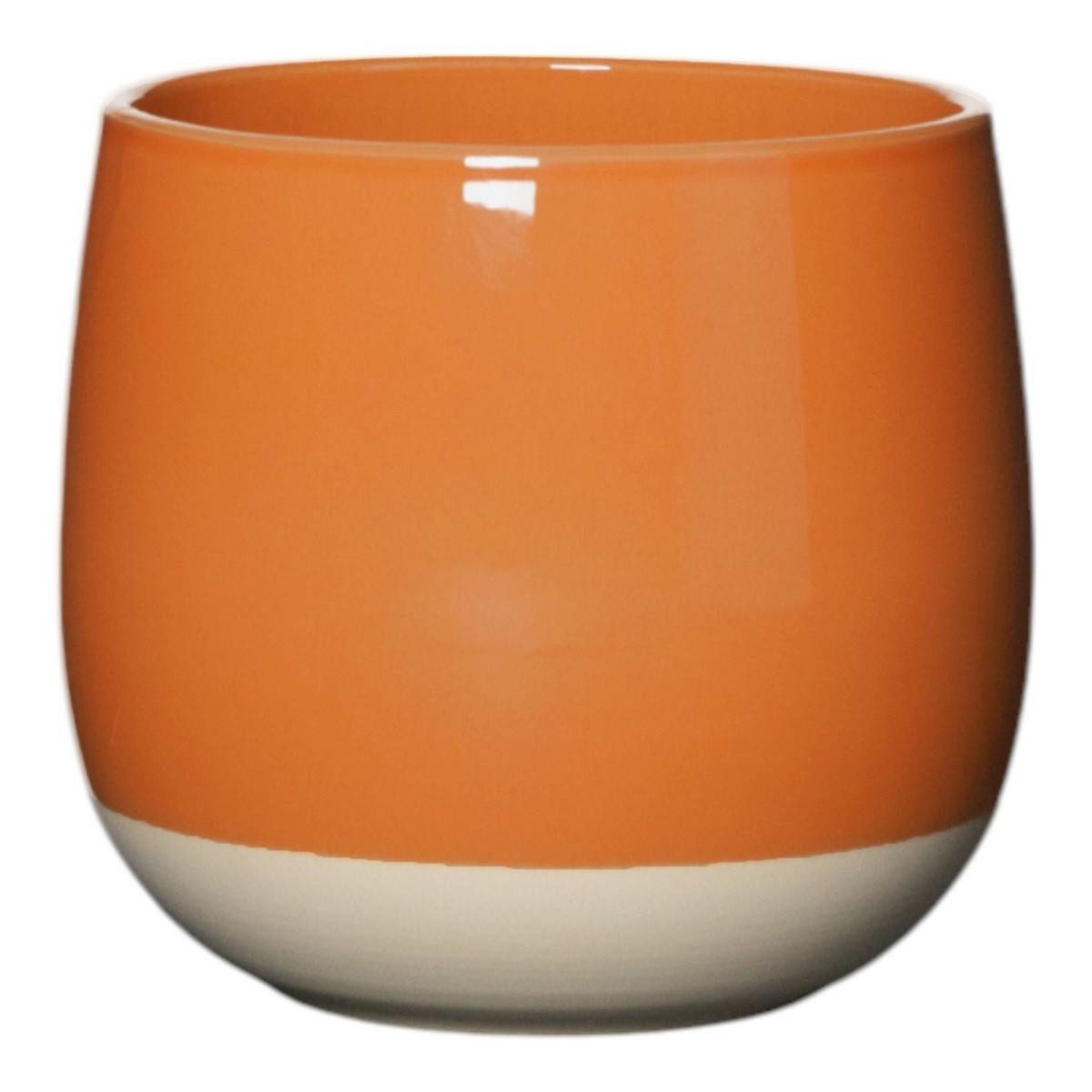 INNA-Glas Blumentopf Pflanzgefäß CHARLIEN, Dip-Dye Optik, orange-beige, 14,5cm, Ø17cm