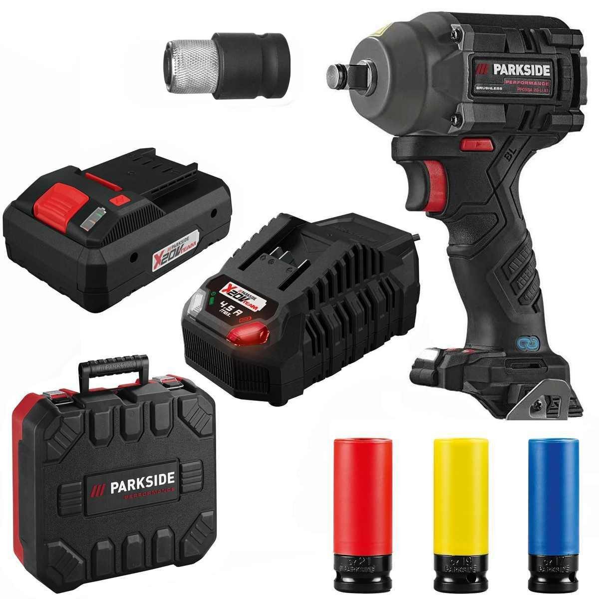 PARKSIDE PERFORMANCE® Akku-Drehschlagschrauber Drehschlagschrauber PPDSSA 20-Li, Smart Akku 4.0 Ah 1/4 Hex Adapter