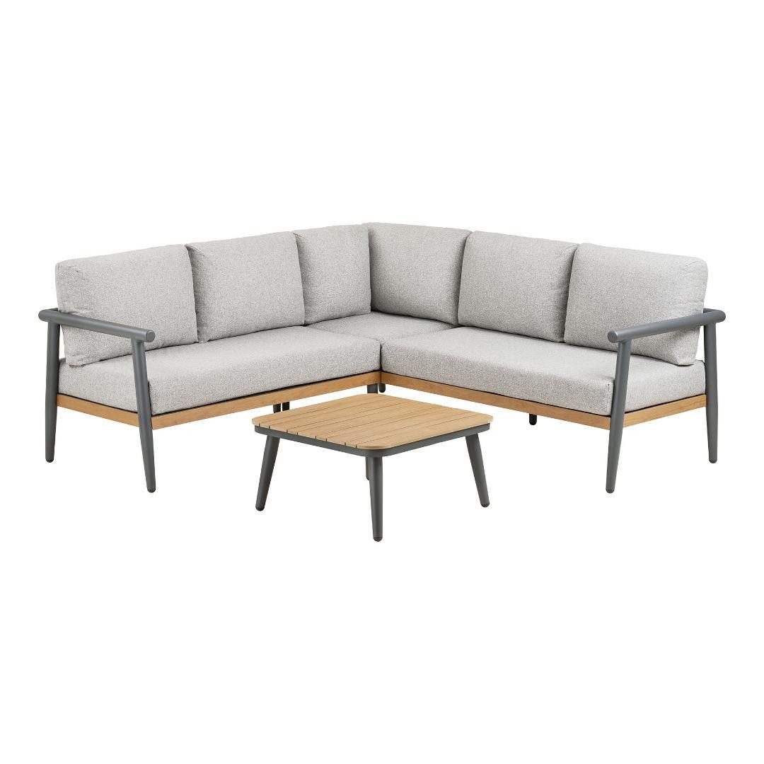 House Nordic Gartenlounge-Sessel Camilla Lounge-Set inkl. Kissen Ecksofa, Tisch gra (2-St)