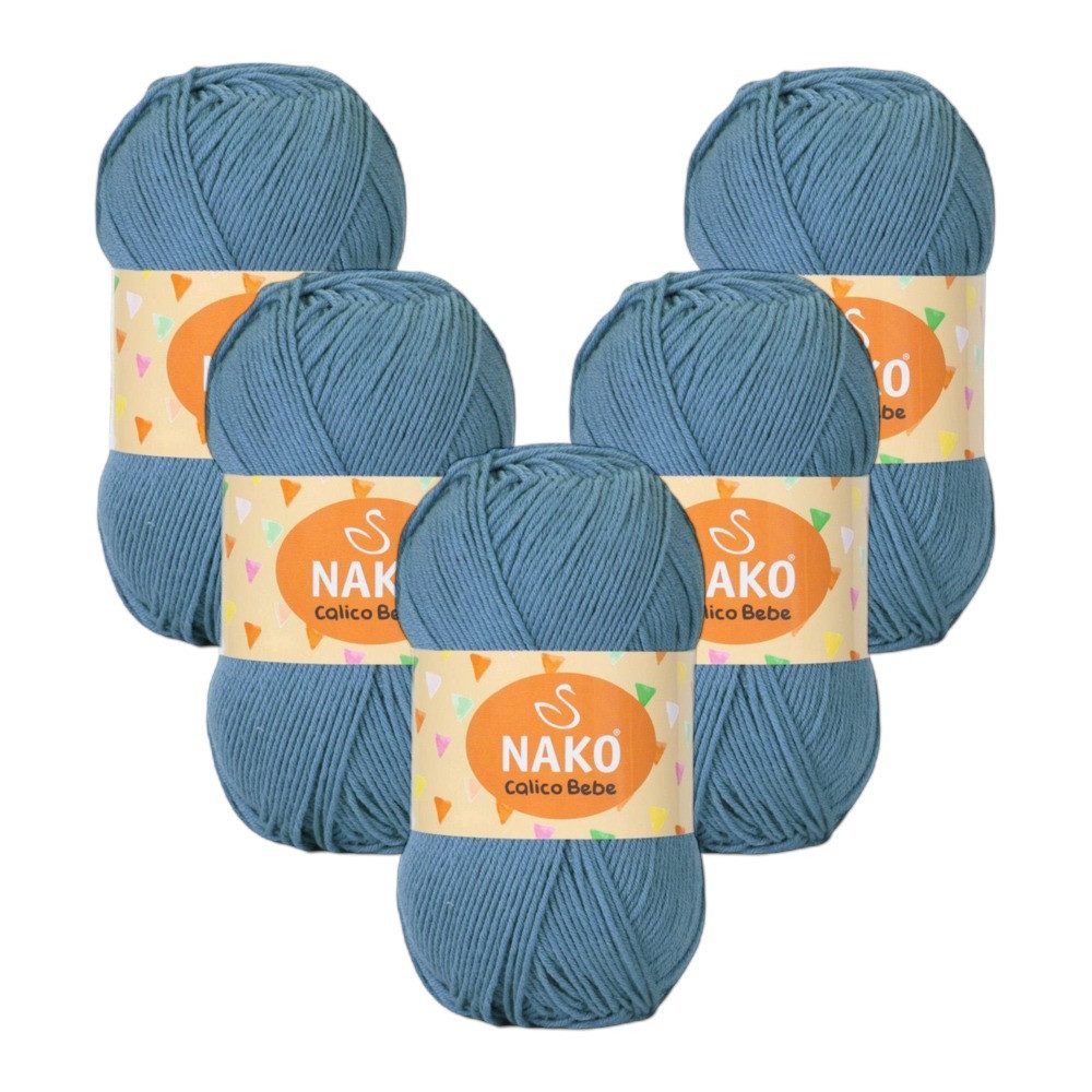 NAKO 5 x NAKO Calico Bebe Häkelwolle, 245 m, Baumwoll-Strickgarn,Häkelgarn,Babygarn