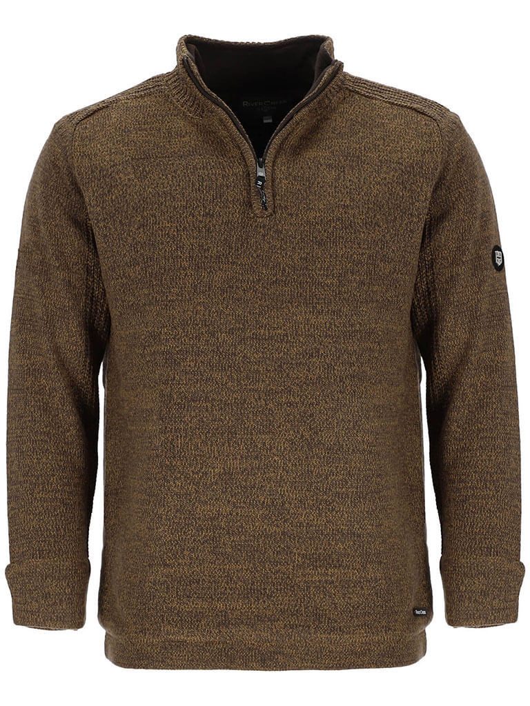 Rivercreek Troyer 80833 Herren Stricktroyer mit Teddyfutter - Pullover mit Troyer-Stehkragen