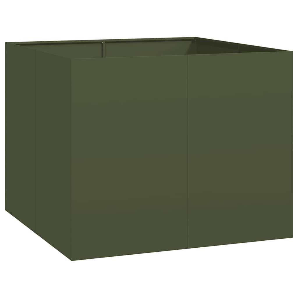 Thumbnail - vidaXL Pflanzkübel, Pflanzgefäß Olivgrün 100x100x80 cm Stahl