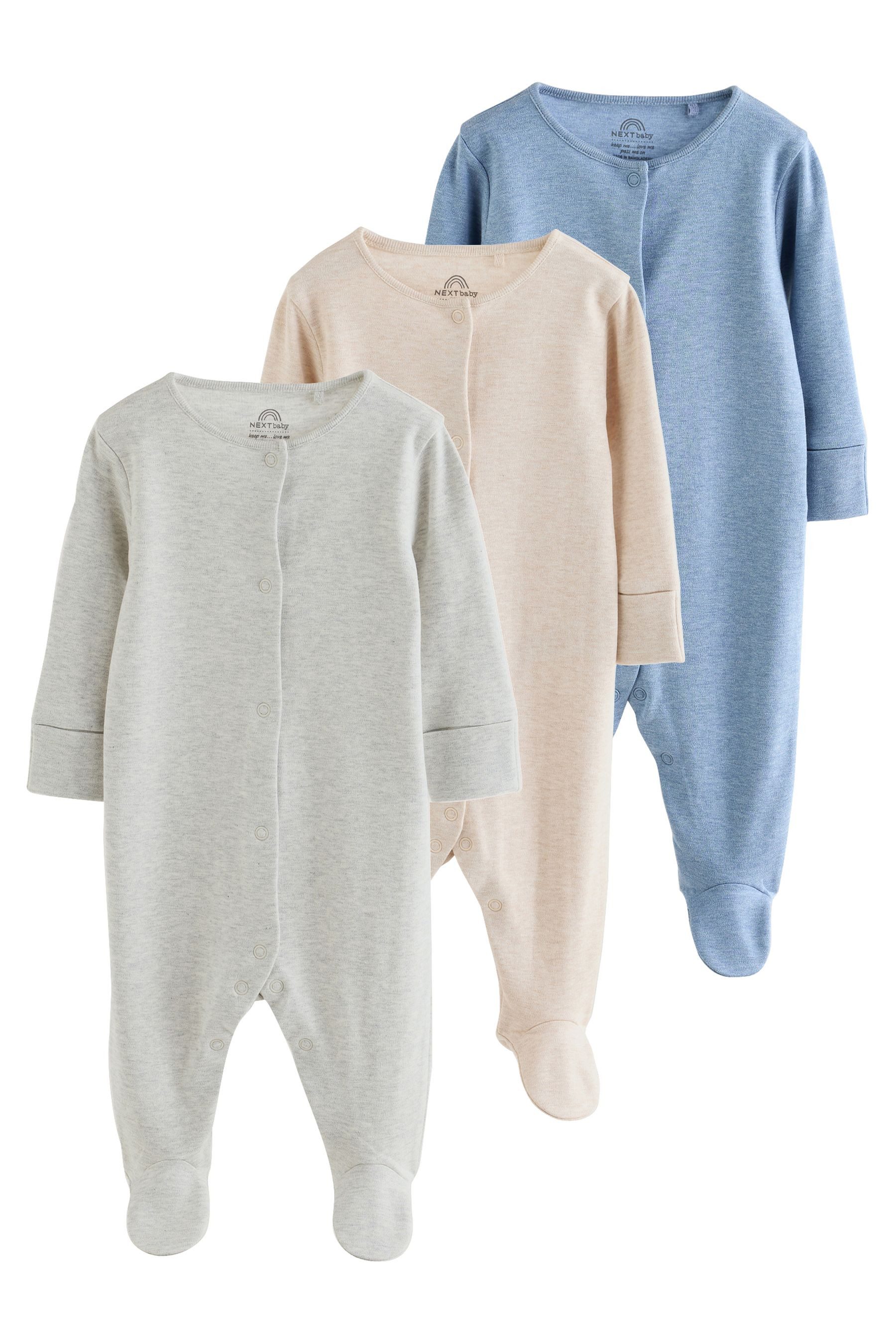 Next Schlafoverall Gerippte Babyschlafanzüge, 3er-Pack (3-tlg)